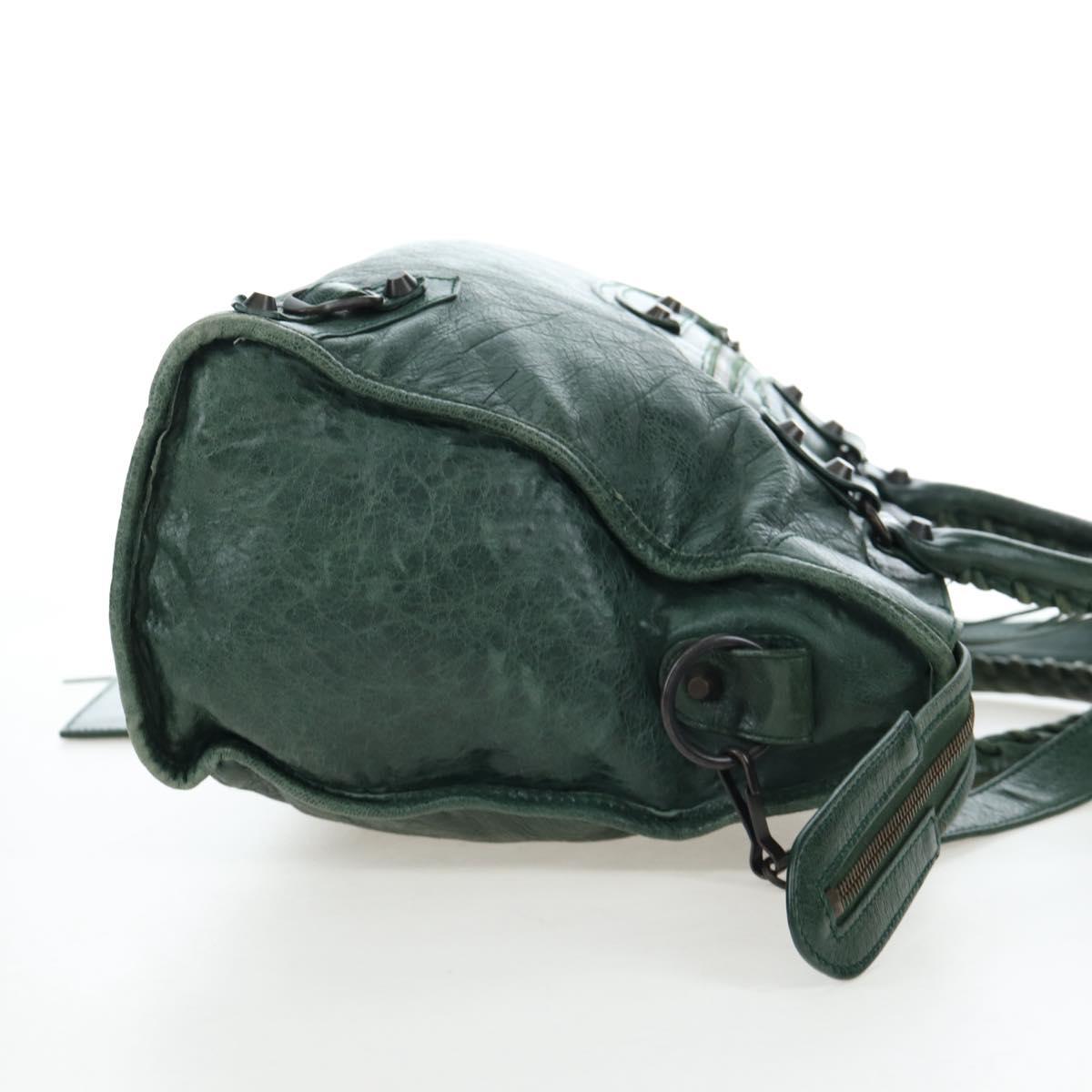 BALENCIAGA The City Hand Bag Leather 2way Green 115748 Auth fm5410V