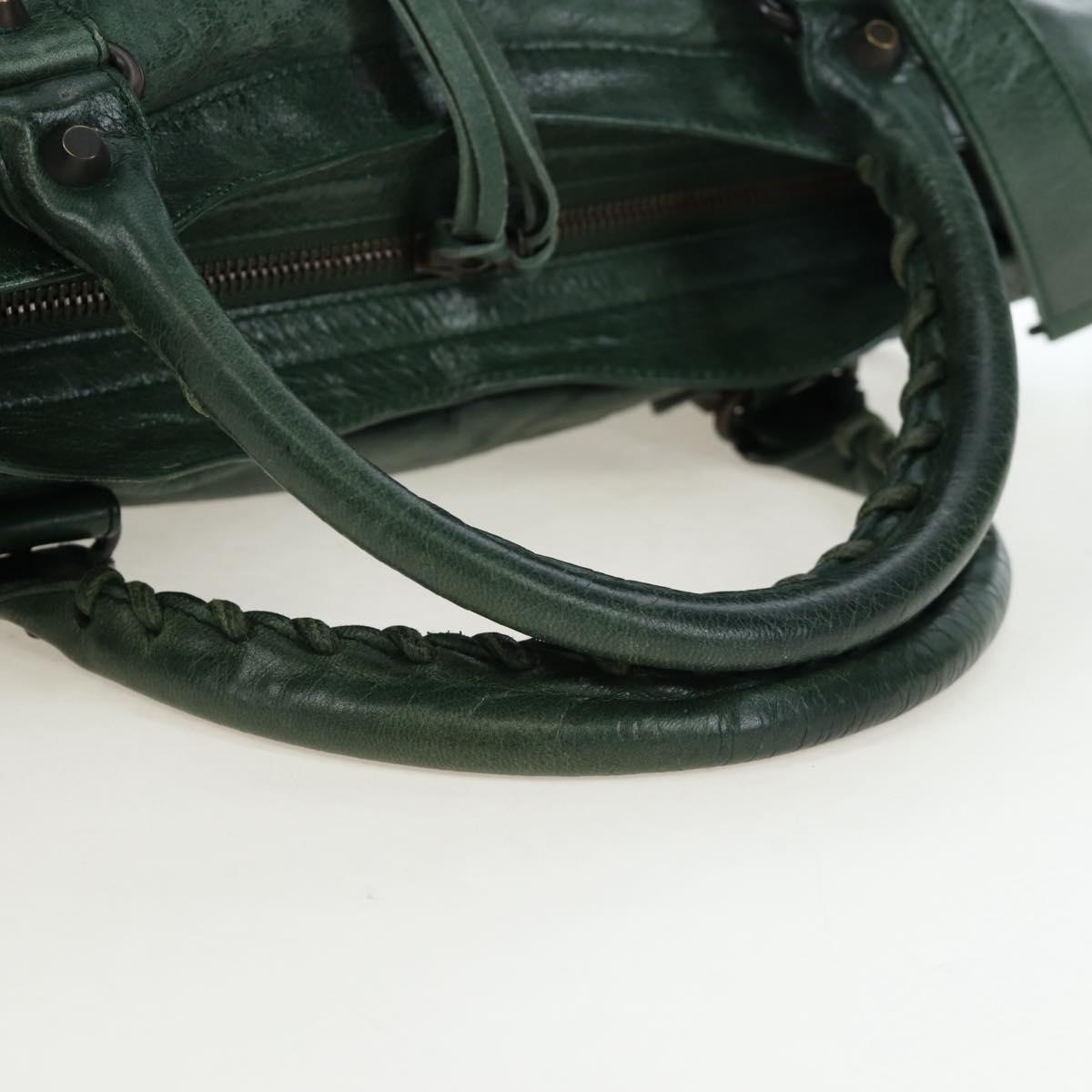 BALENCIAGA The City Hand Bag Leather 2way Green 115748 Auth fm5410V