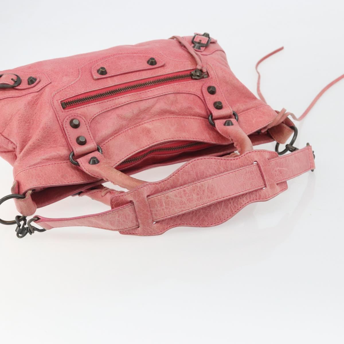 BALENCIAGA The First Hand Bag Leather 2way Pink 103208 6643 Auth fm5411V