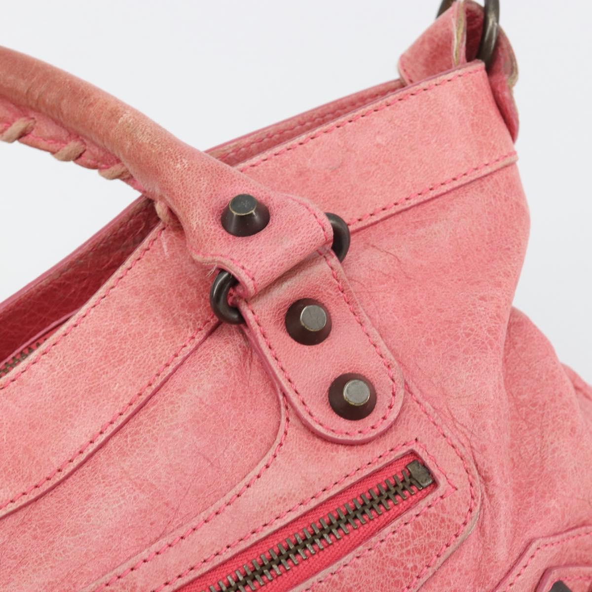 BALENCIAGA The First Hand Bag Leather 2way Pink 103208 6643 Auth fm5411V