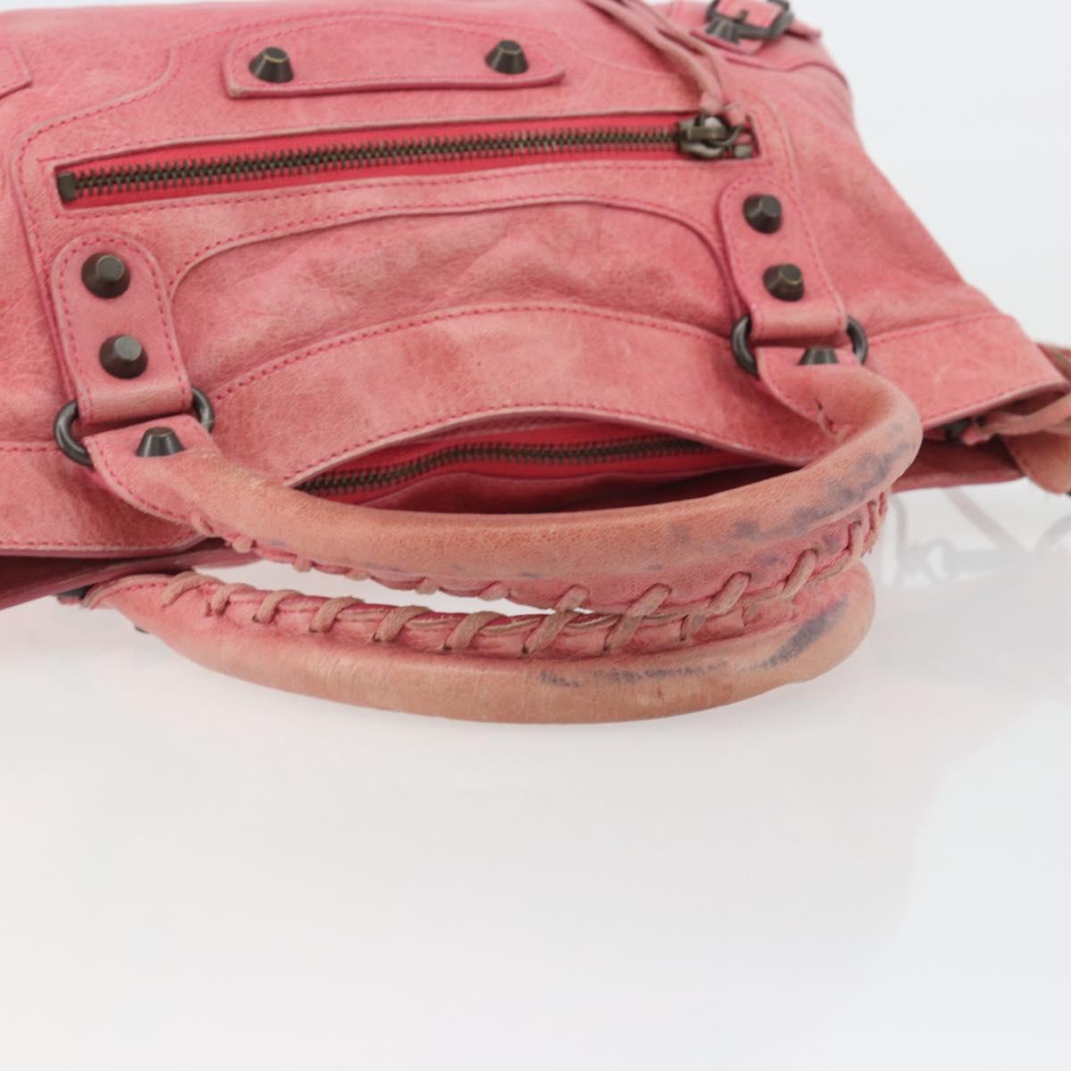 BALENCIAGA The First Hand Bag Leather 2way Pink 103208 6643 Auth fm5411V