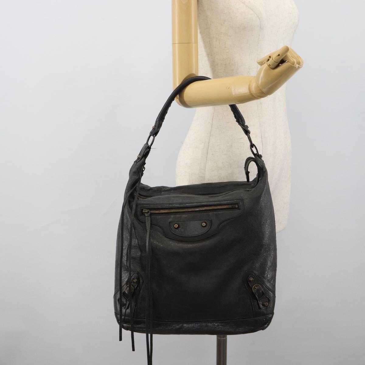 BALENCIAGA The Day Shoulder Bag Leather Green 140442 Auth fm5412V