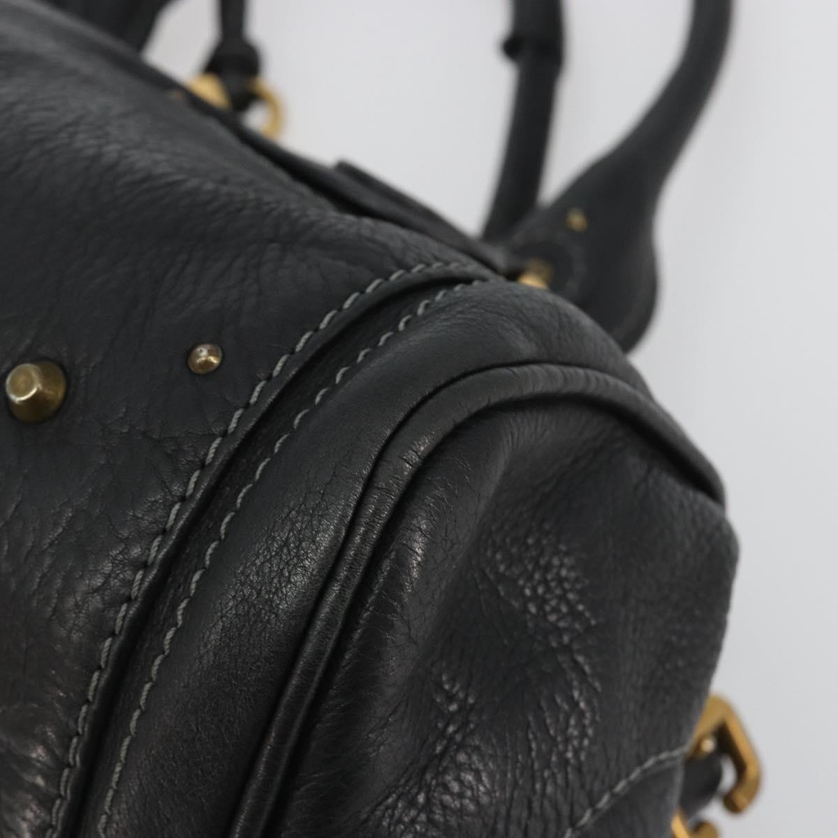 Chloe Paddington Hand Bag Leather Black Gold Silver Auth fm5413V