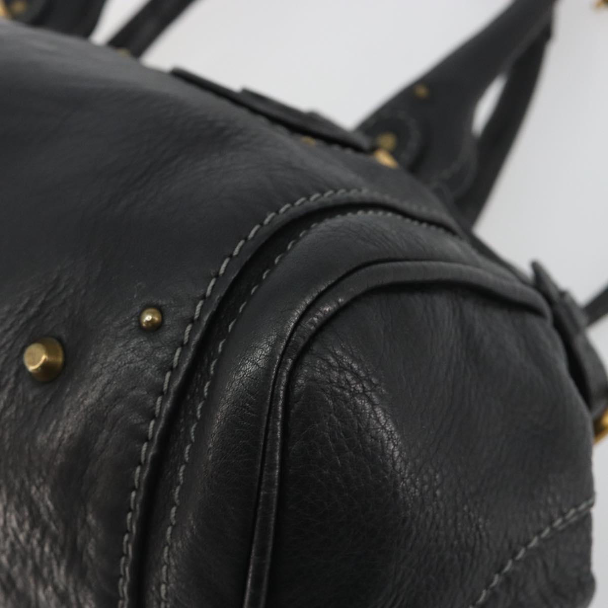 Chloe Paddington Hand Bag Leather Black Gold Silver Auth fm5413V