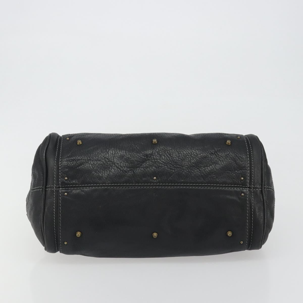 Chloe Paddington Hand Bag Leather Black Gold Silver Auth fm5413V