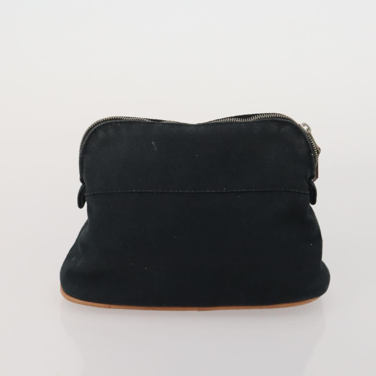 HERMES Hand Bag Canvas 2 Set Black Navy Auth fm5415