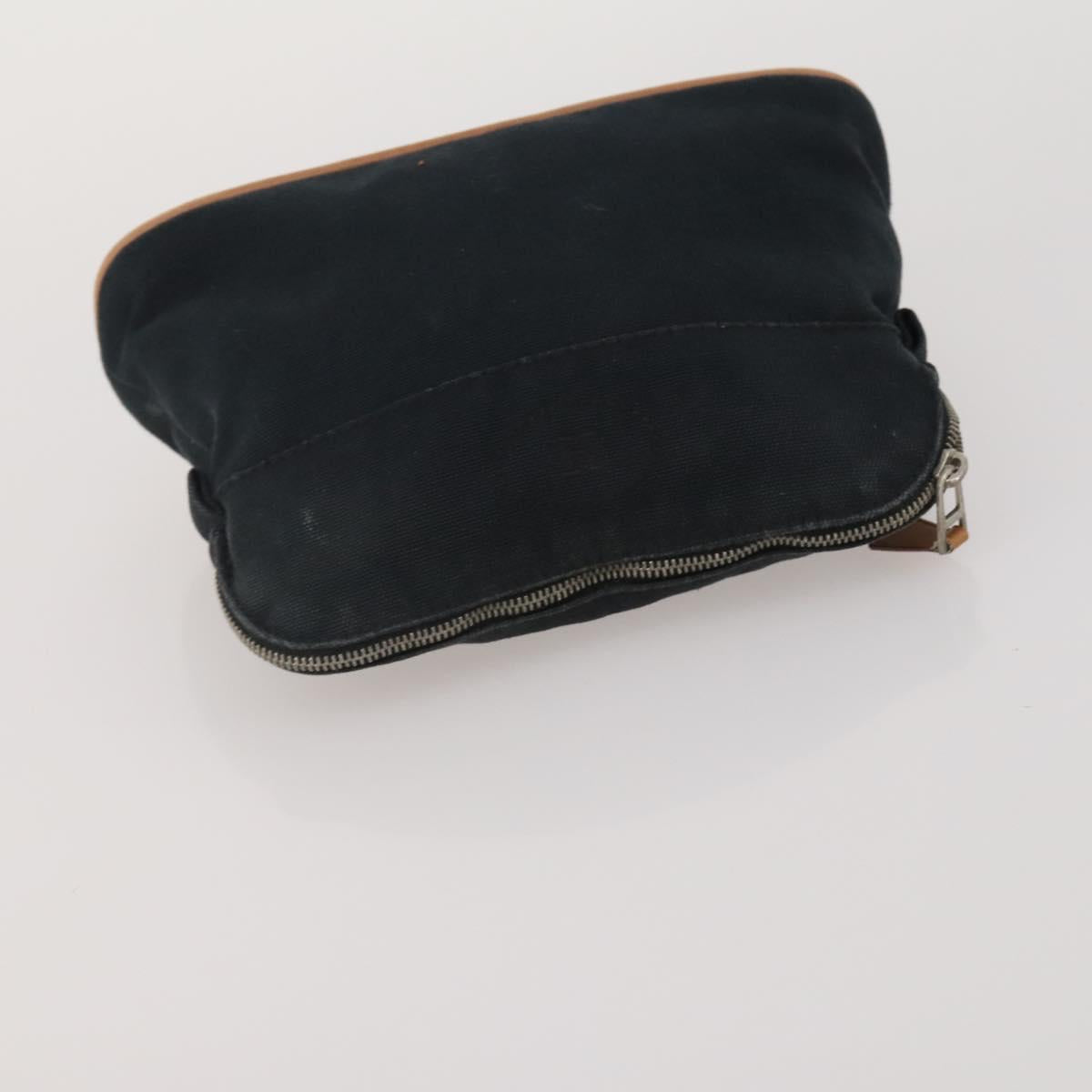 HERMES Hand Bag Canvas 2 Set Black Navy Auth fm5415