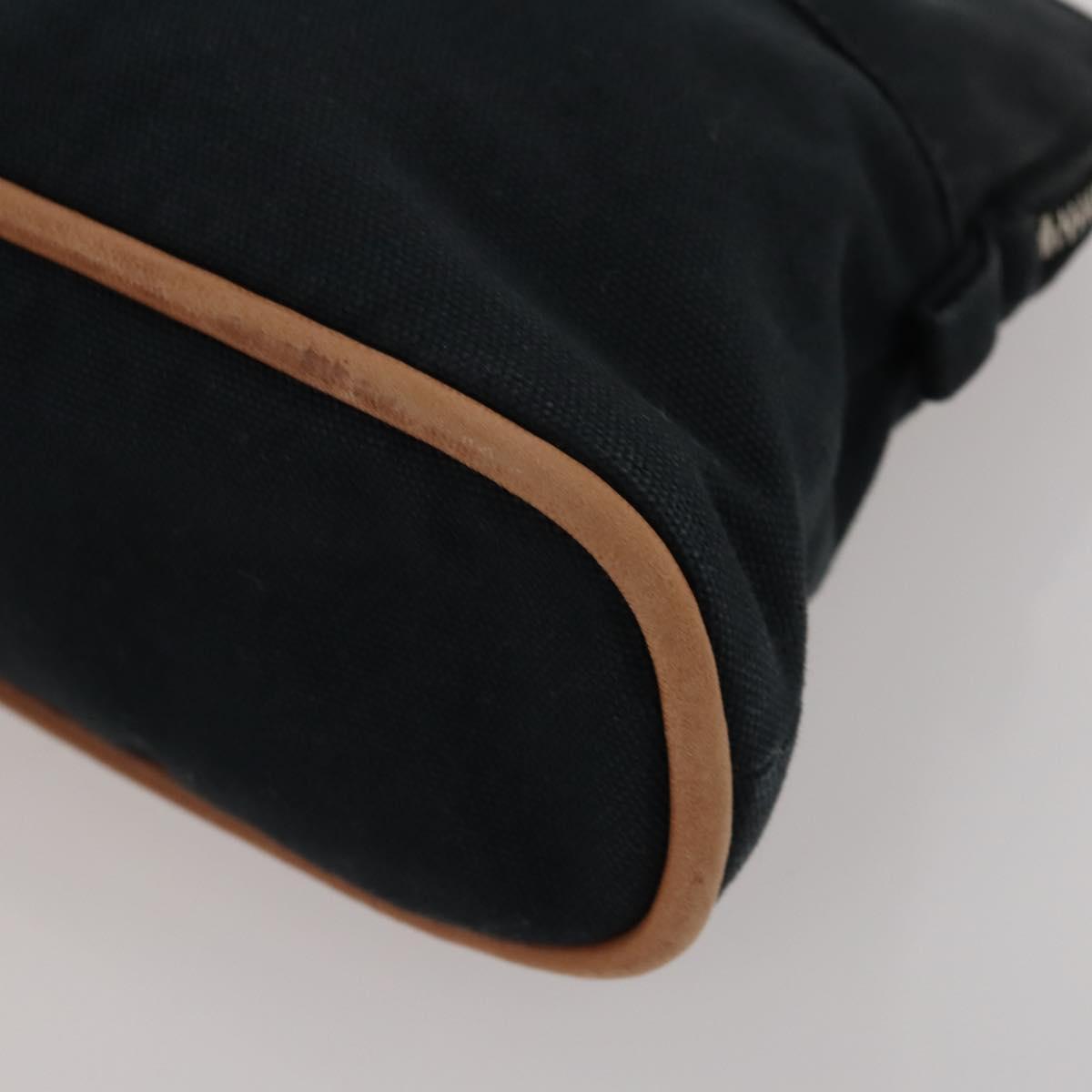 HERMES Hand Bag Canvas 2 Set Black Navy Auth fm5415