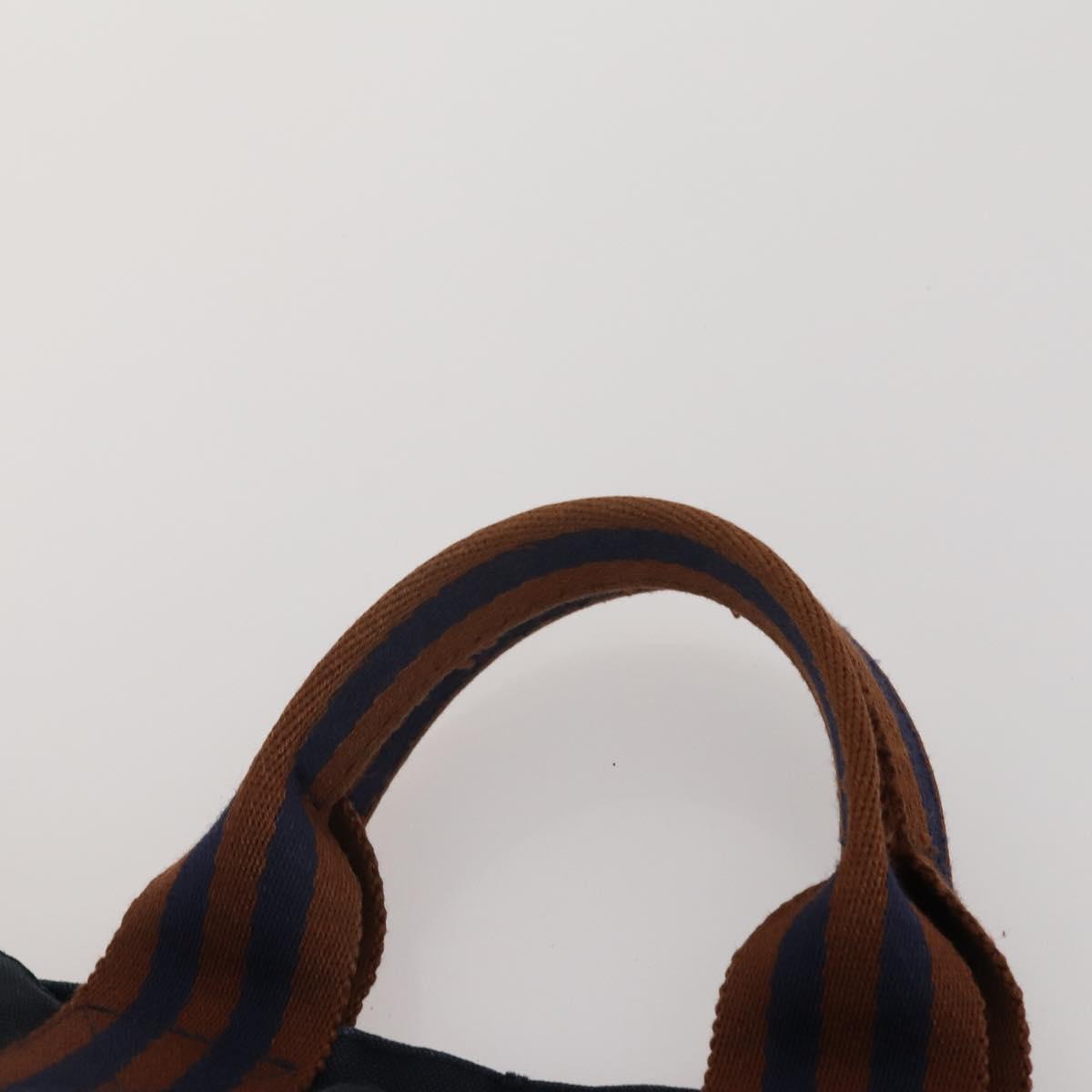 HERMES Hand Bag Canvas 2 Set Black Navy Auth fm5415