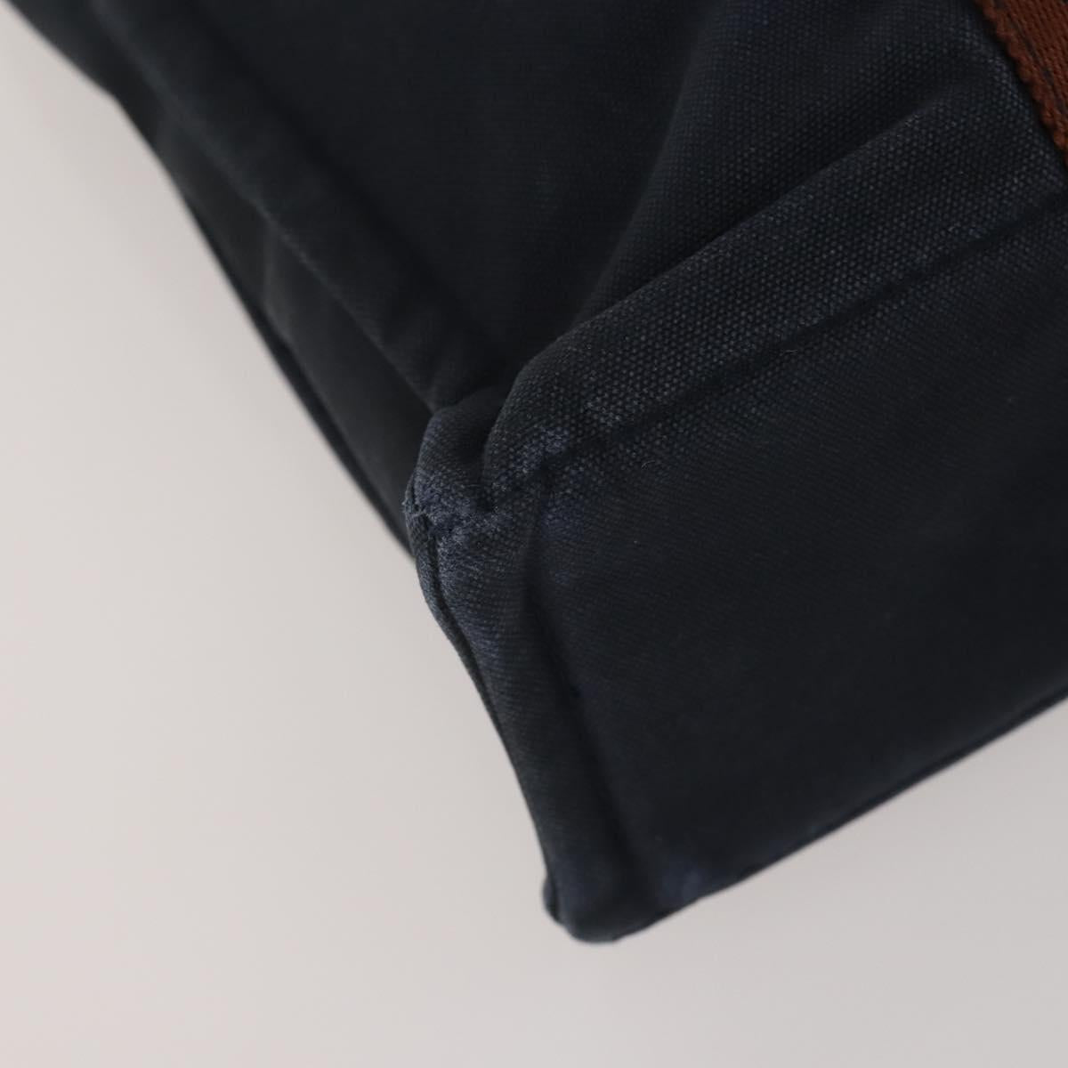 HERMES Hand Bag Canvas 2 Set Black Navy Auth fm5415