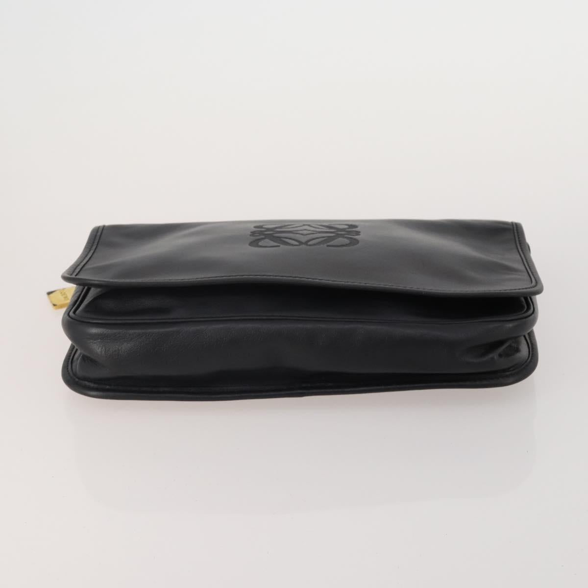 LOEWE Clutch Bag Leather 2 Set Black Auth fm5416