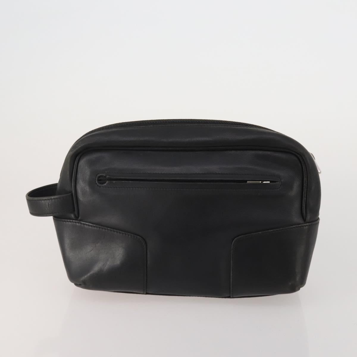 LOEWE Clutch Bag Leather 2 Set Black Auth fm5416