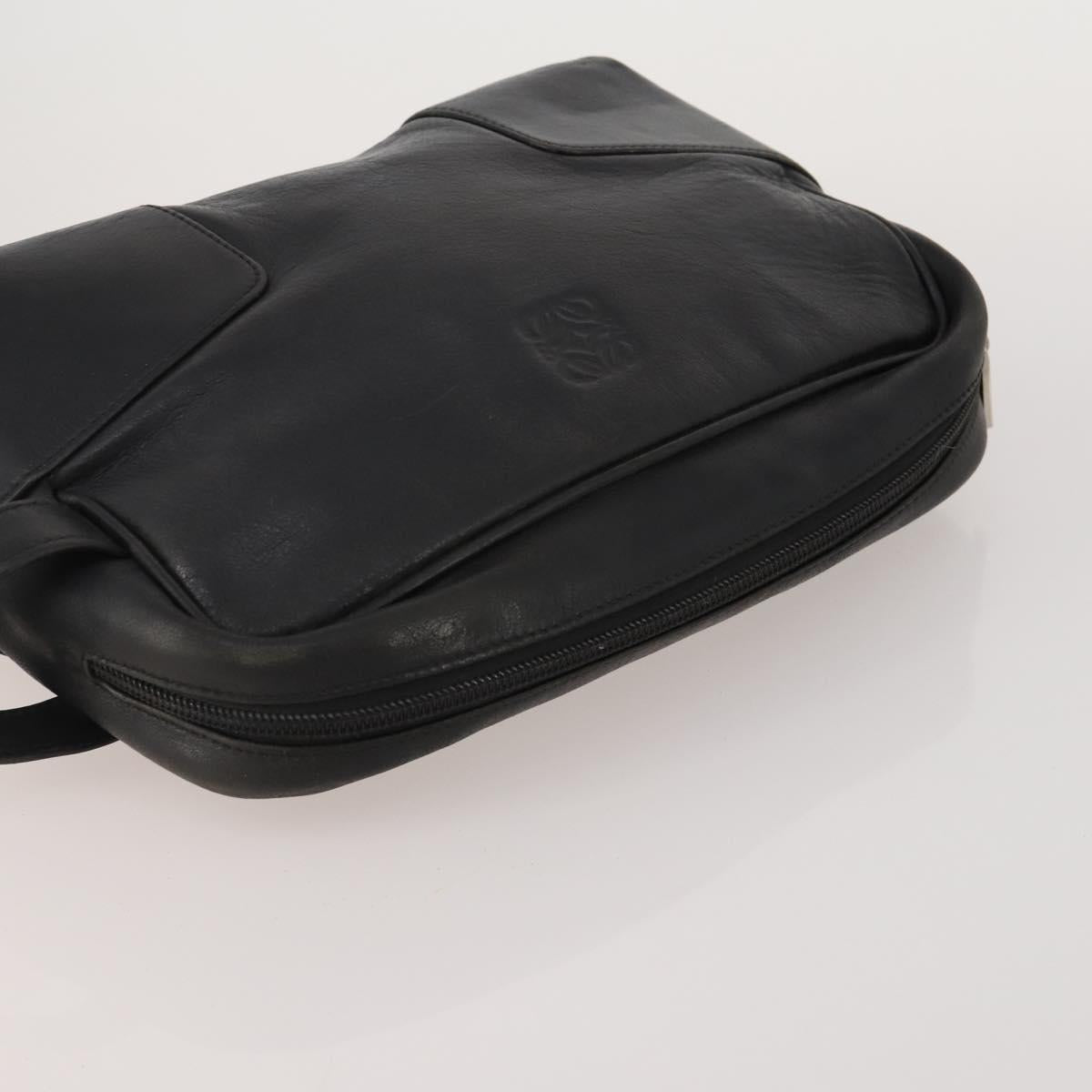 LOEWE Clutch Bag Leather 2 Set Black Auth fm5416