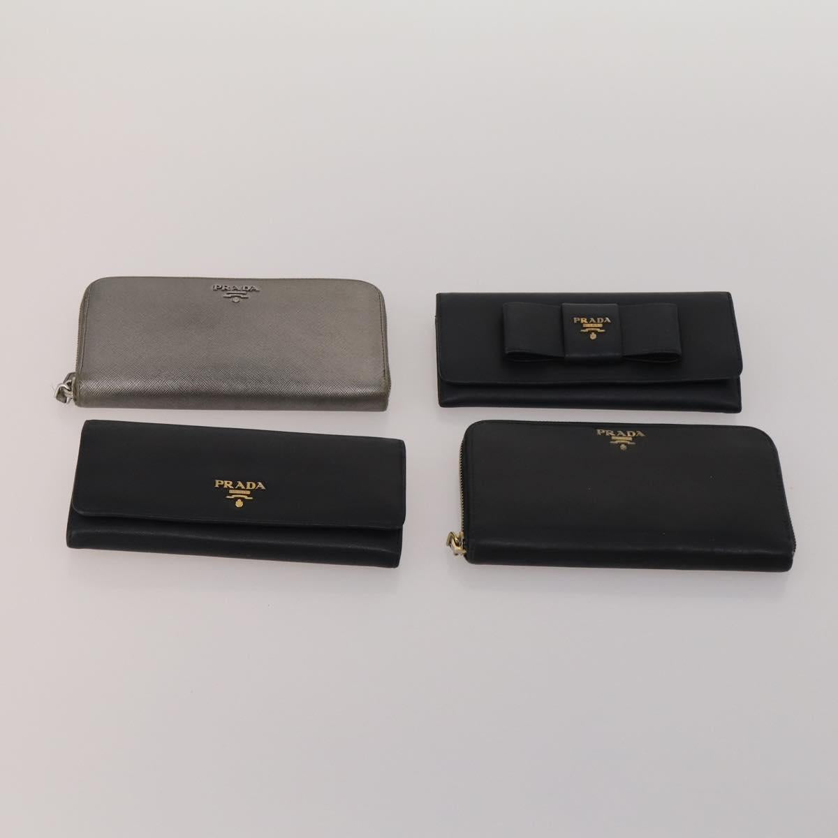 PRADA Wallet Leather 7 Set Red Black beige Auth fm5422