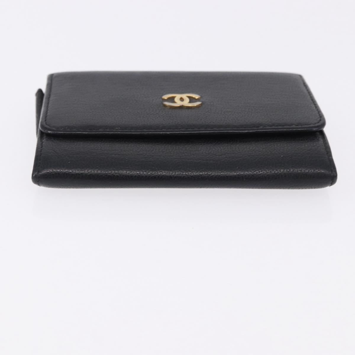 CHANEL Cambon Line Wallet Leather Caviar Skin 5 Set Black CC Auth fm5423