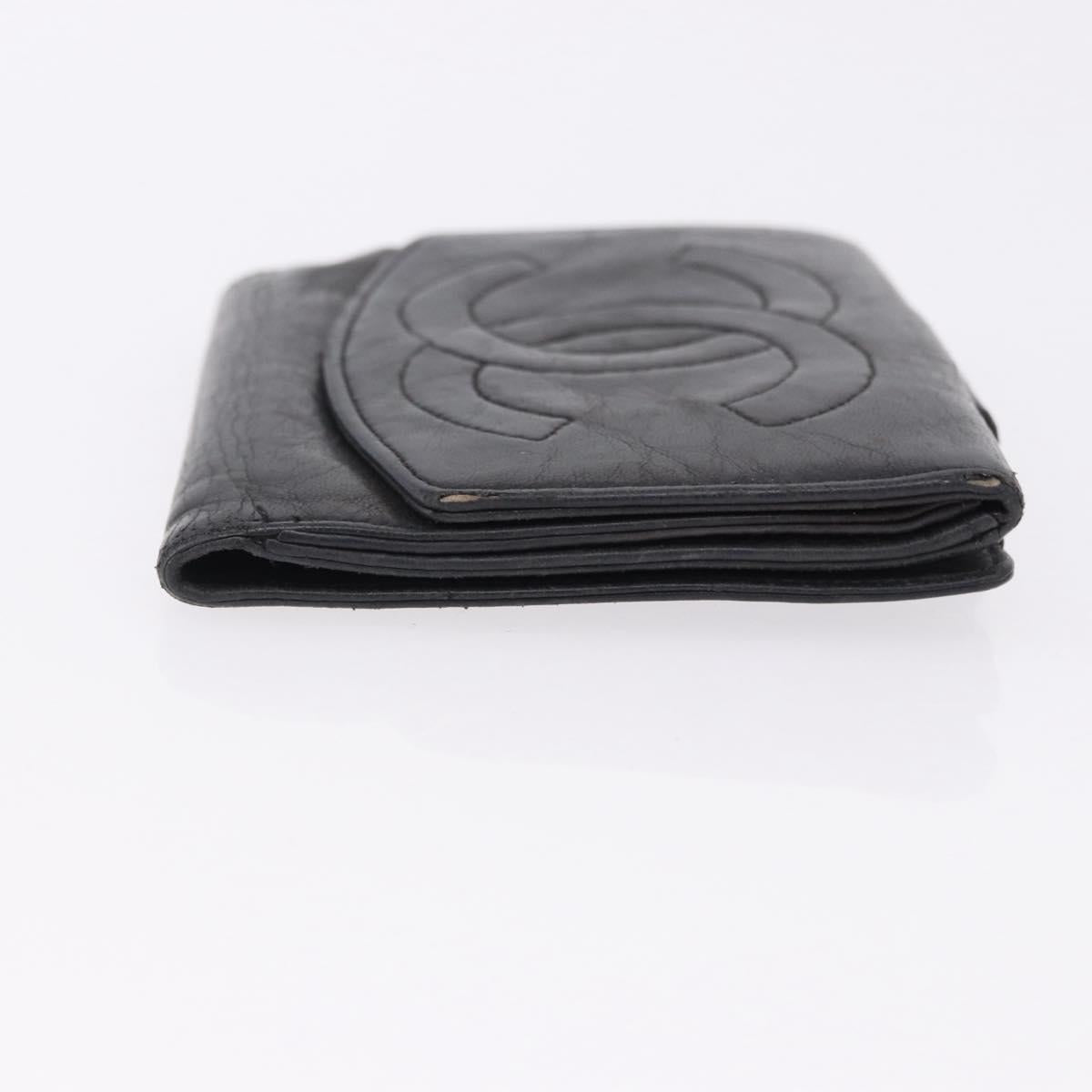 CHANEL Cambon Line Wallet Leather Caviar Skin 5 Set Black CC Auth fm5423