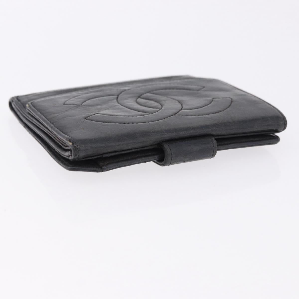CHANEL Cambon Line Wallet Leather Caviar Skin 5 Set Black CC Auth fm5423
