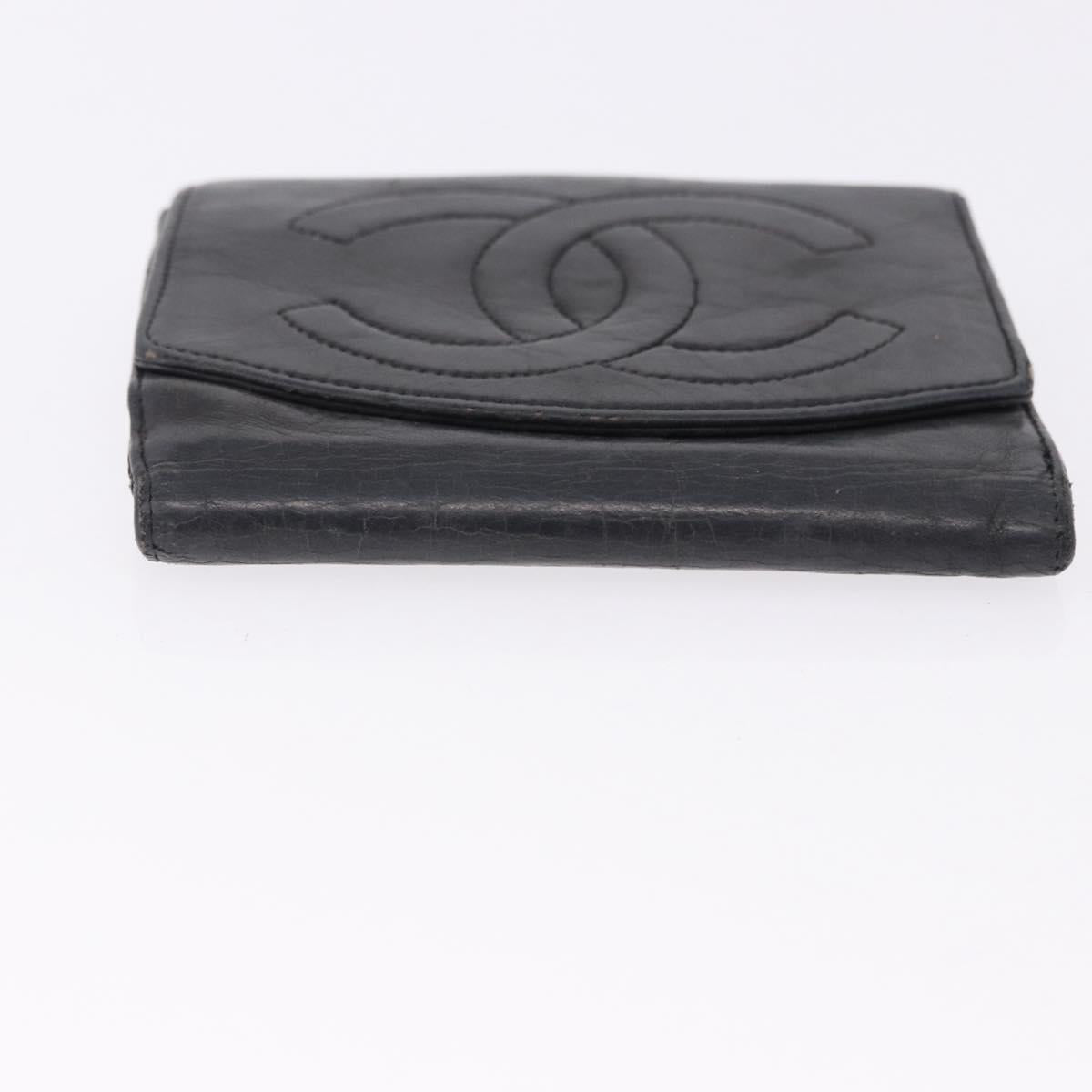 CHANEL Cambon Line Wallet Leather Caviar Skin 5 Set Black CC Auth fm5423