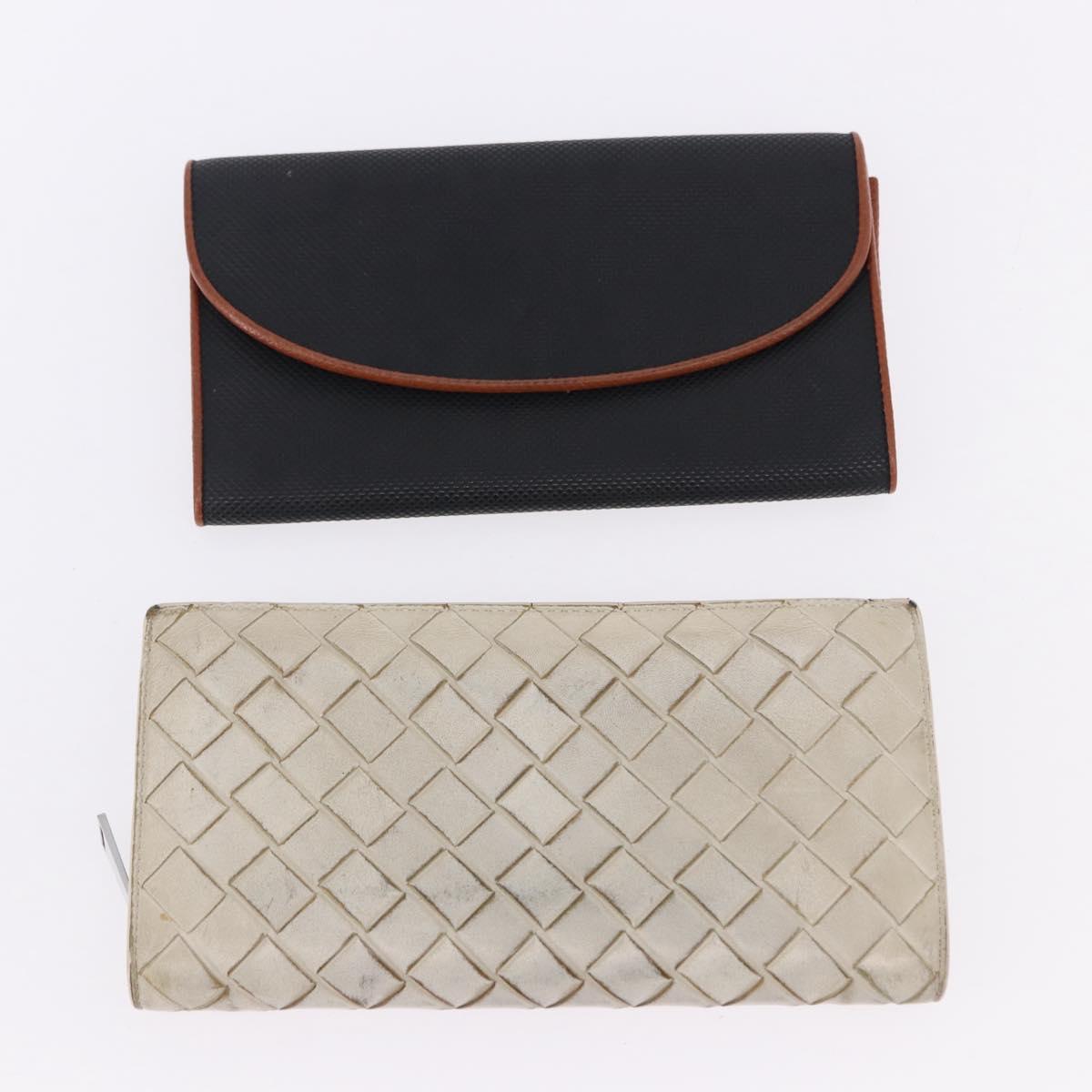BOTTEGAVENETA INTRECCIATO Wallet Leather 4 Set Pink Brown black Auth fm5424