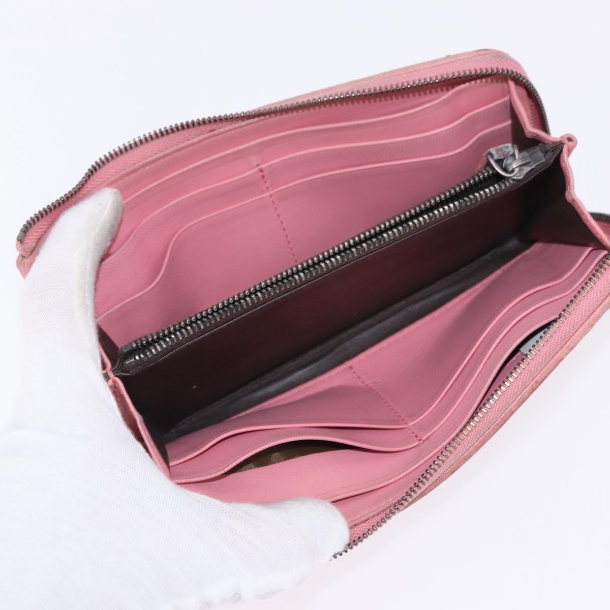BOTTEGAVENETA INTRECCIATO Wallet Leather 4 Set Pink Brown black Auth fm5424