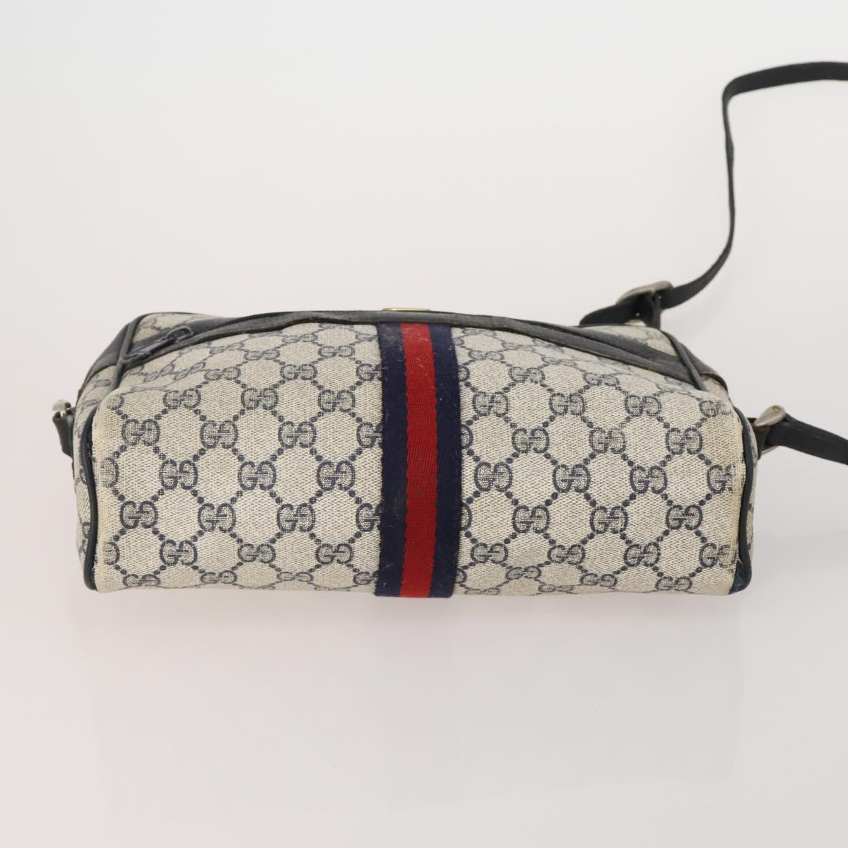 GUCCI GG Supreme WebSherry Line Sherry Line Bag PVC 2 Set Beige Navy Auth fm5425