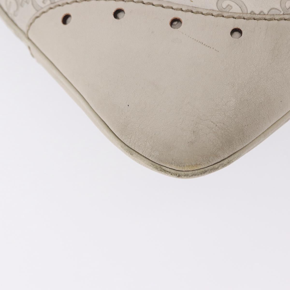 GUCCI GG Canvas Guccissima Shoulder Bag Leather White Gold 145781 Auth fm5430