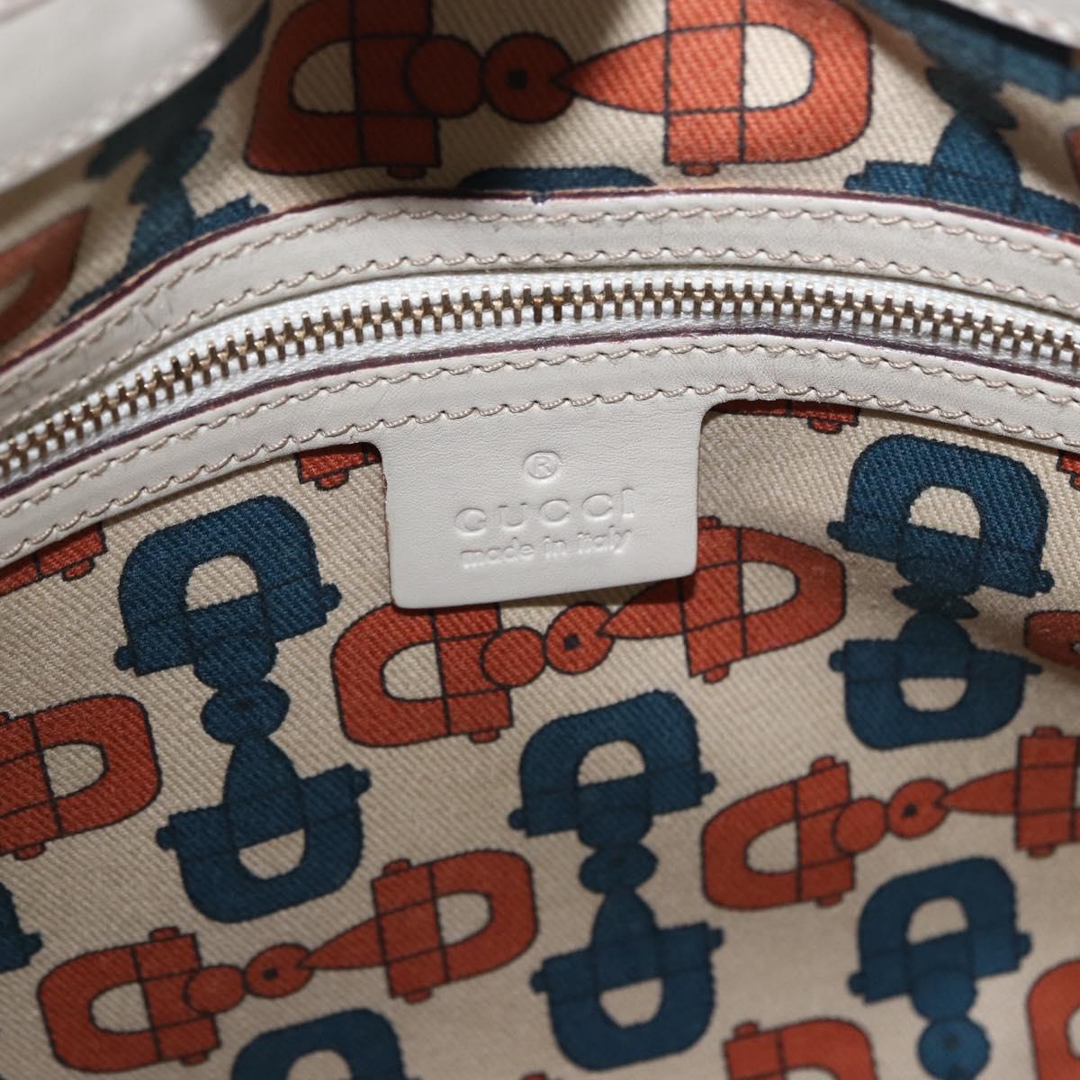 GUCCI GG Canvas Guccissima Shoulder Bag Leather White Gold 145781 Auth fm5430