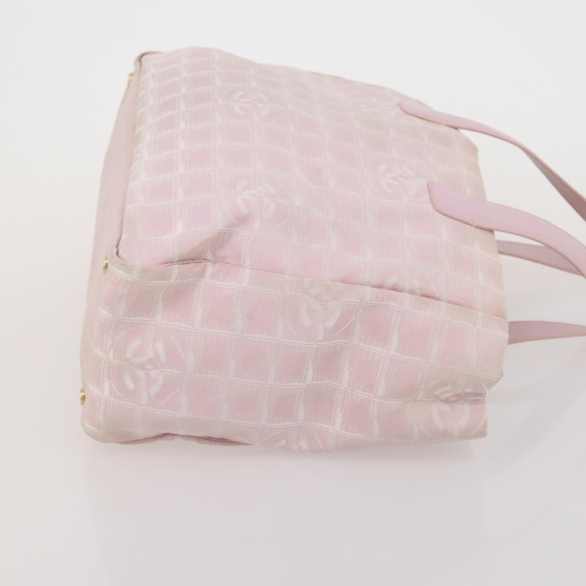 CHANEL New Travel Line Tote Bag Nylon 2 Set Black Pink CC Auth fm5434