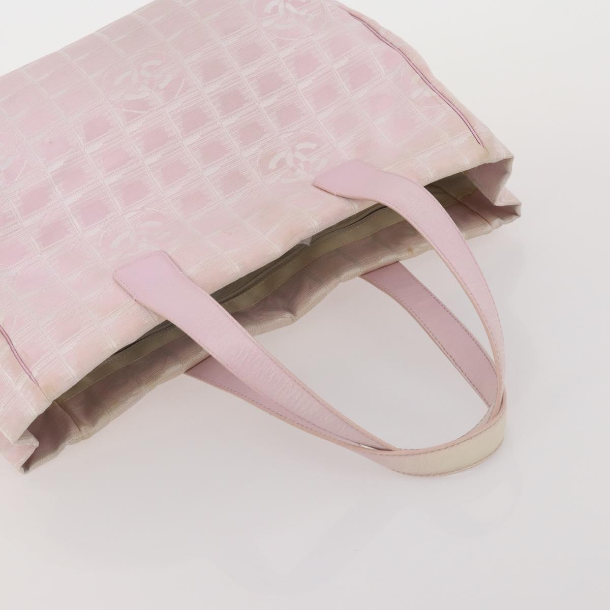 CHANEL New Travel Line Tote Bag Nylon 2 Set Black Pink CC Auth fm5434