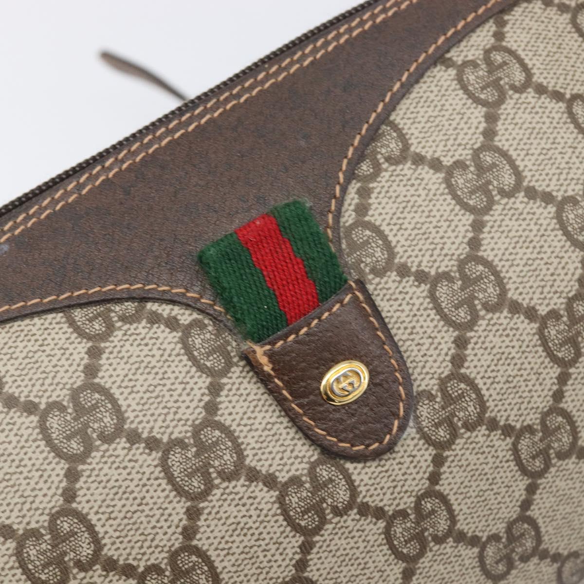 GUCCI GG Supreme Web Sherry Line Bag PVC Beige Gold 89 02 018 Auth fm5436