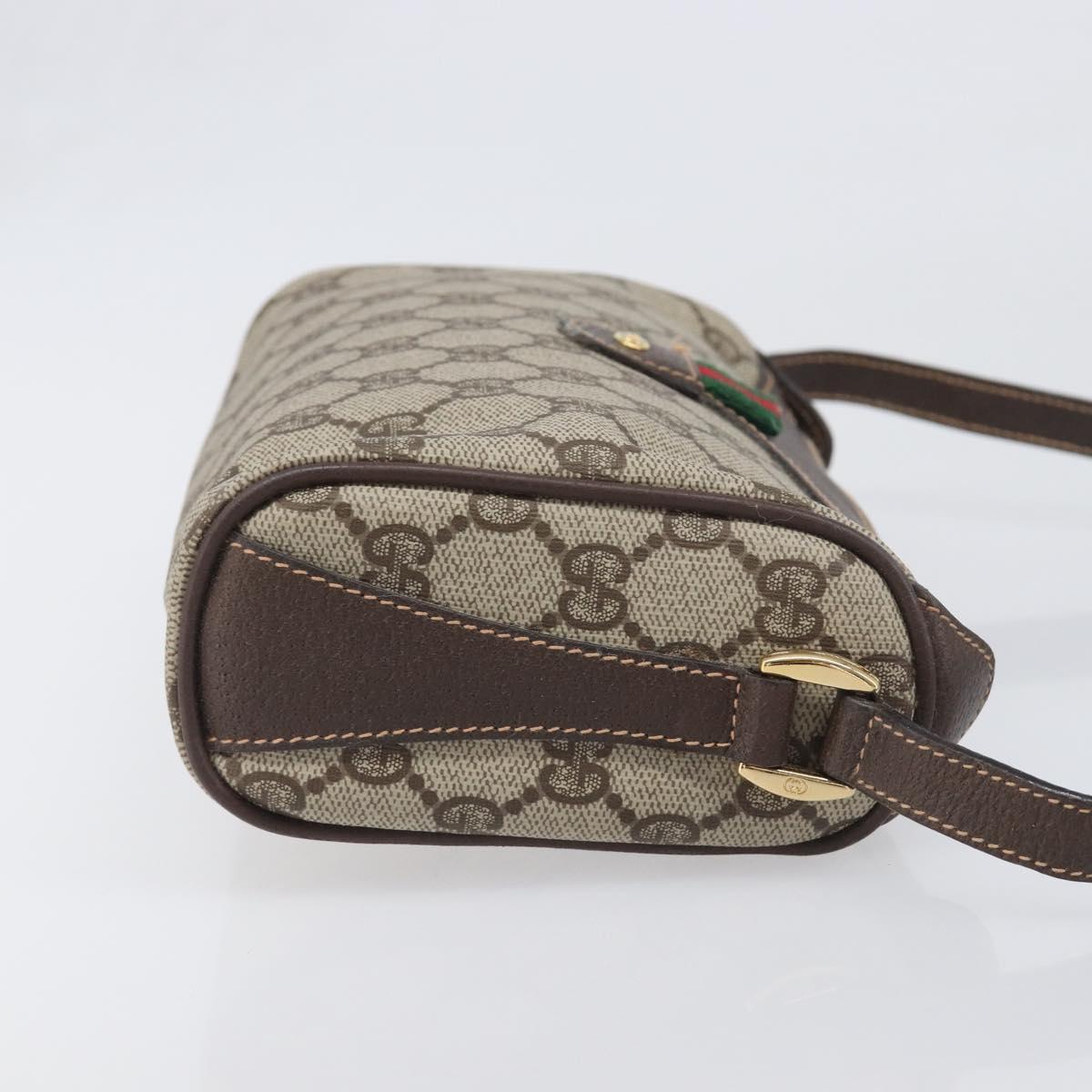 GUCCI GG Supreme Web Sherry Line Bag PVC Beige Gold 89 02 018 Auth fm5436
