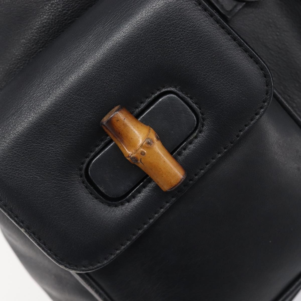 GUCCI Bamboo Backpack Leather Black Gold 003 2058 0016 Auth fm5437