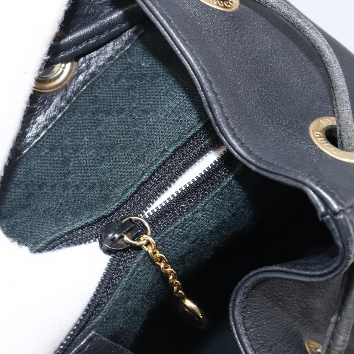 GUCCI Bamboo Backpack Leather Black Gold 003 2058 0016 Auth fm5437