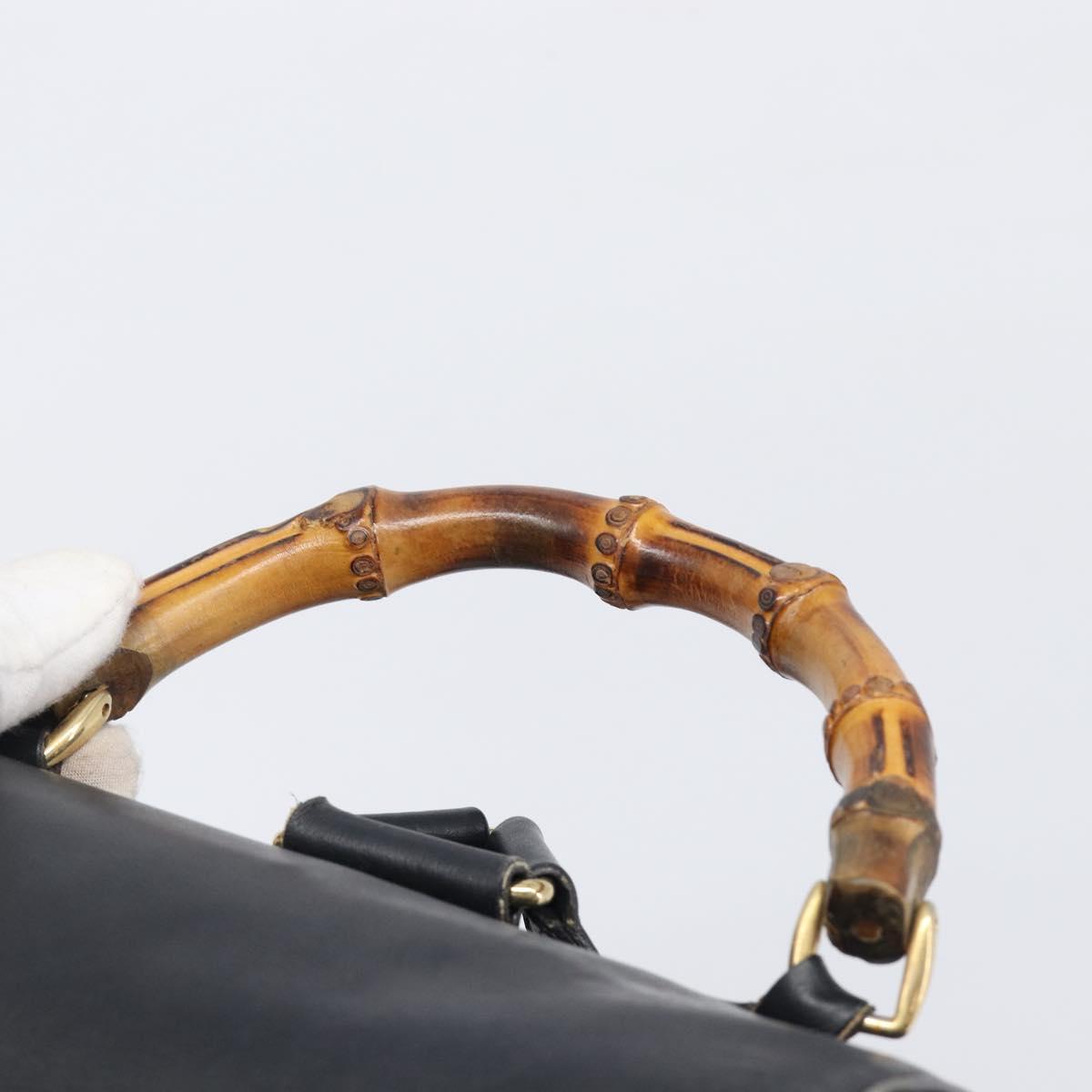 GUCCI Bamboo Backpack Leather Black Gold 003 2058 0016 Auth fm5437