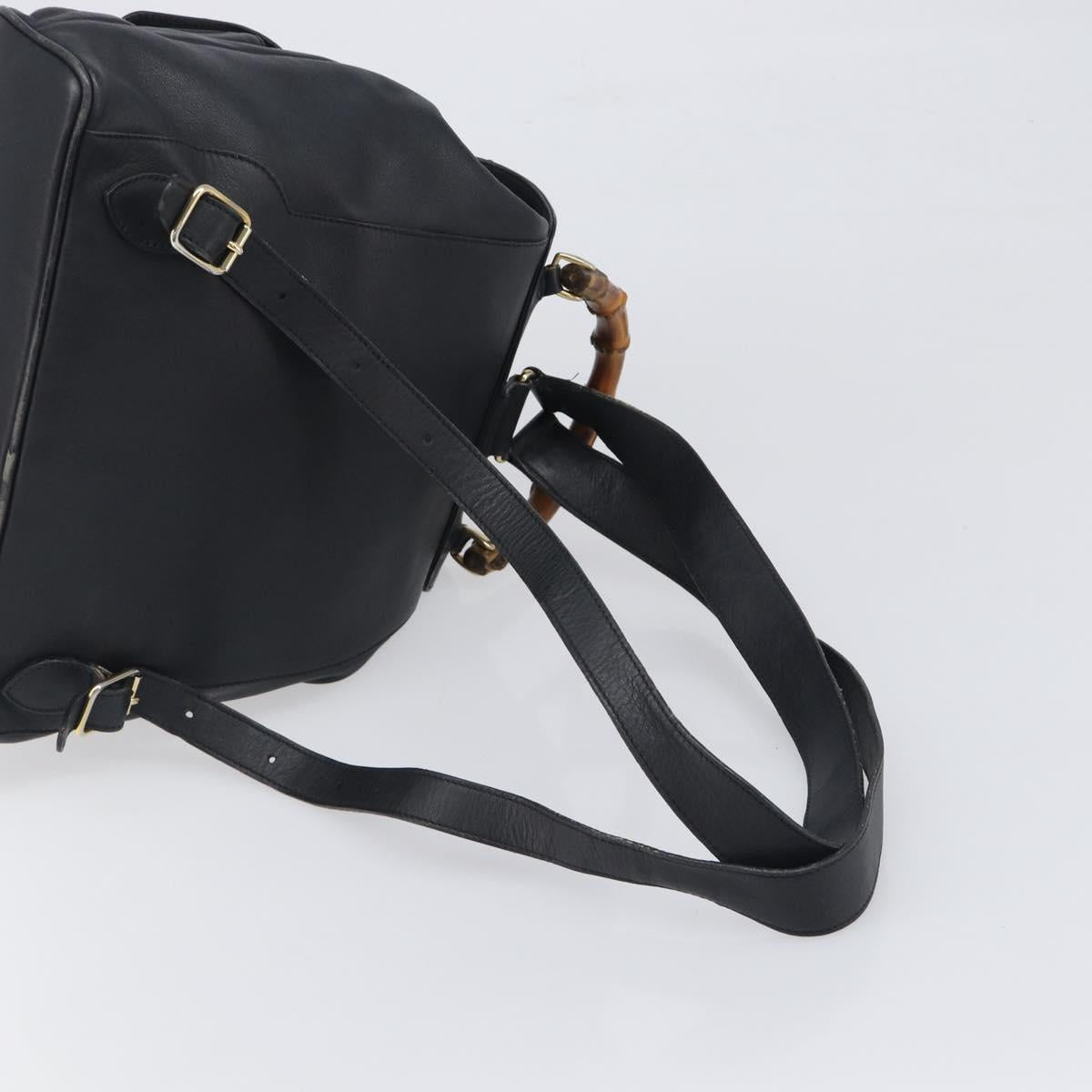 GUCCI Bamboo Backpack Leather Black Gold 003 2058 0016 Auth fm5437