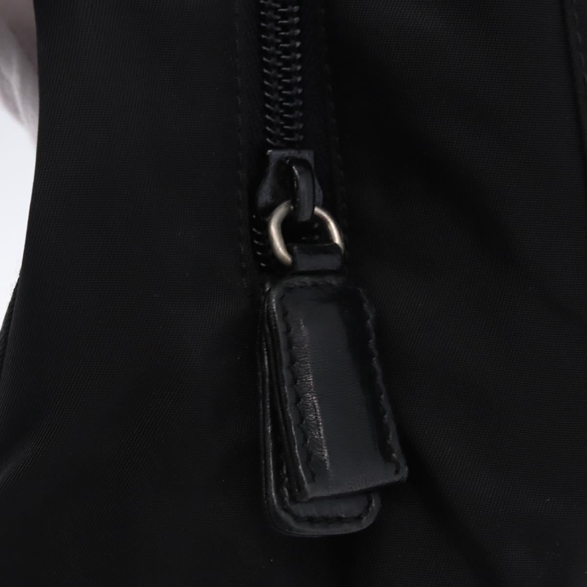 PRADA Chain Shoulder Bag Nylon Black Silver Auth fm5438