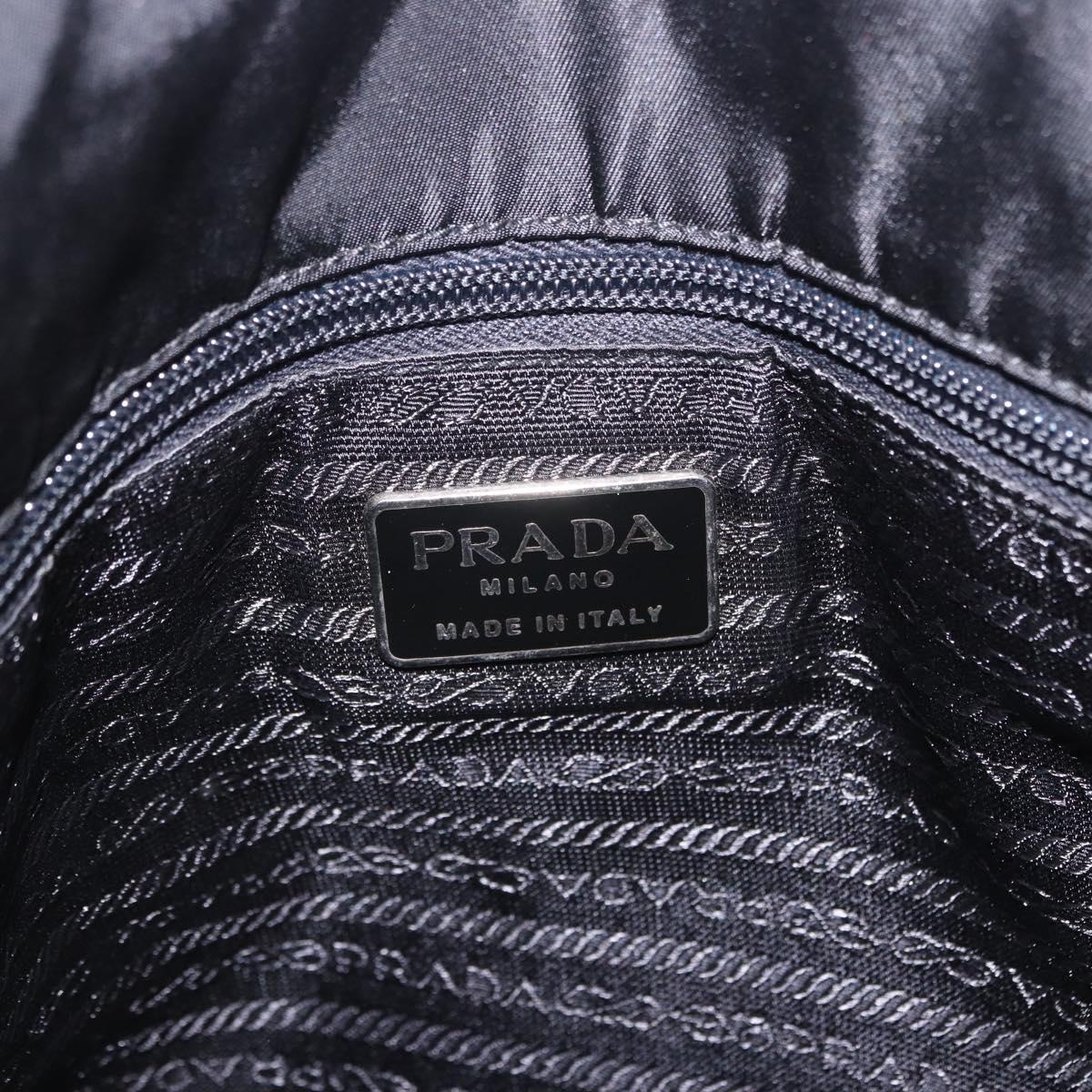PRADA Chain Shoulder Bag Nylon Black Silver Auth fm5438