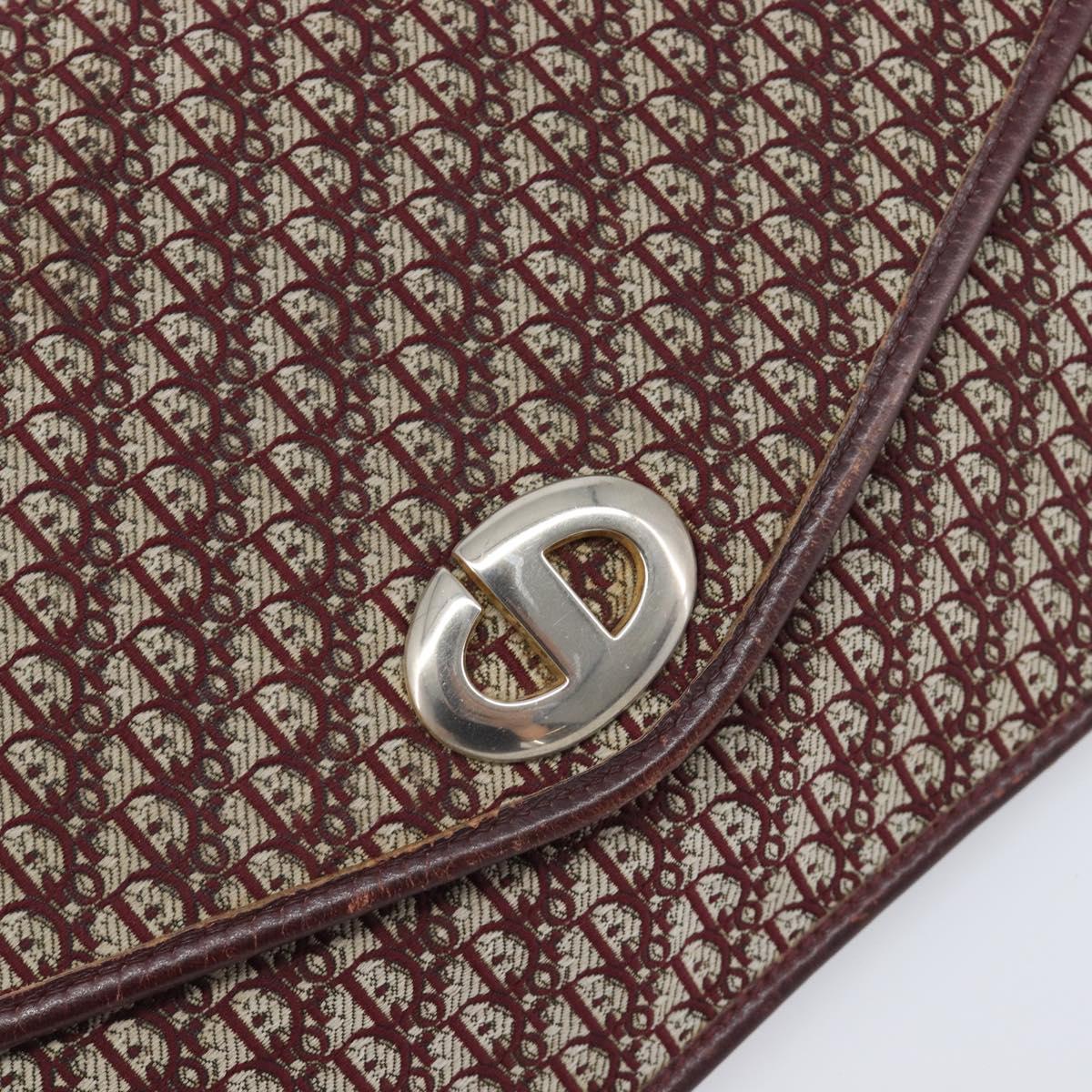Christian Dior Trotter Canvas Chain Shoulder Bag Red Gold Auth fm5440