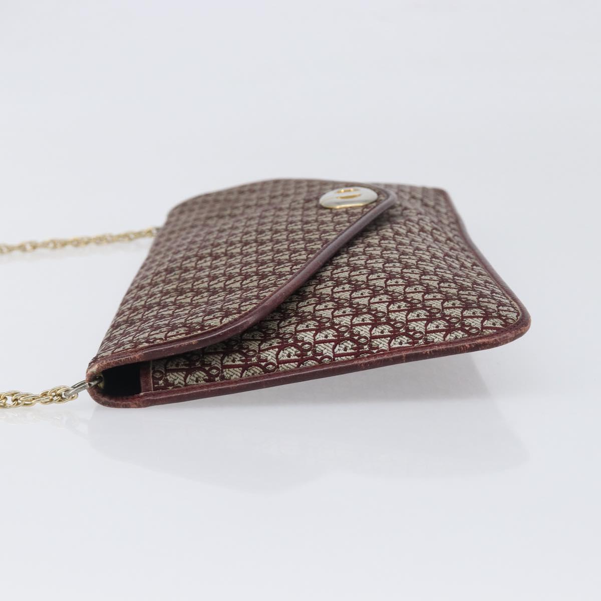 Christian Dior Trotter Canvas Chain Shoulder Bag Red Gold Auth fm5440