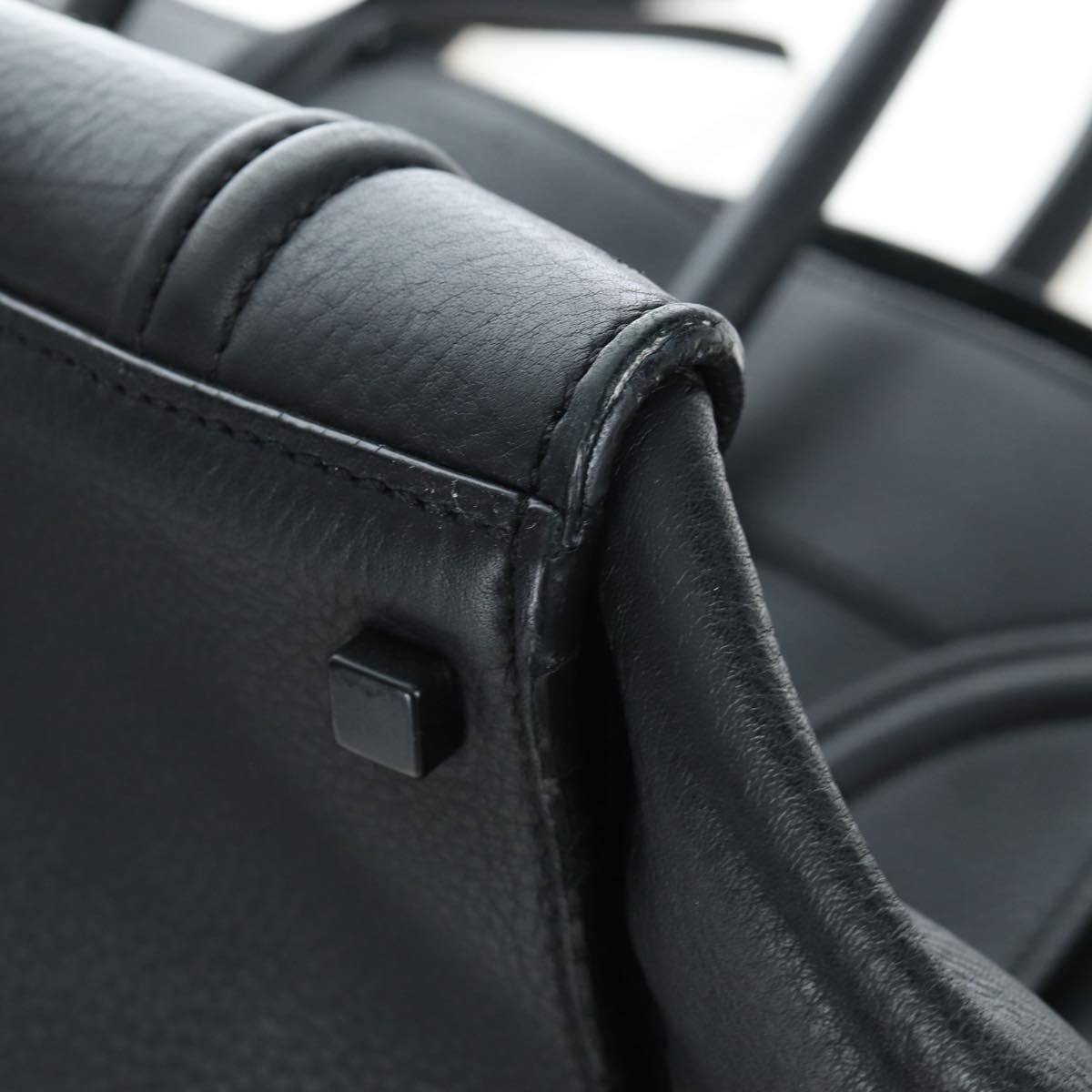 CELINE Luggage Phantom Hand Bag Leather Black Gold Auth fm5451M