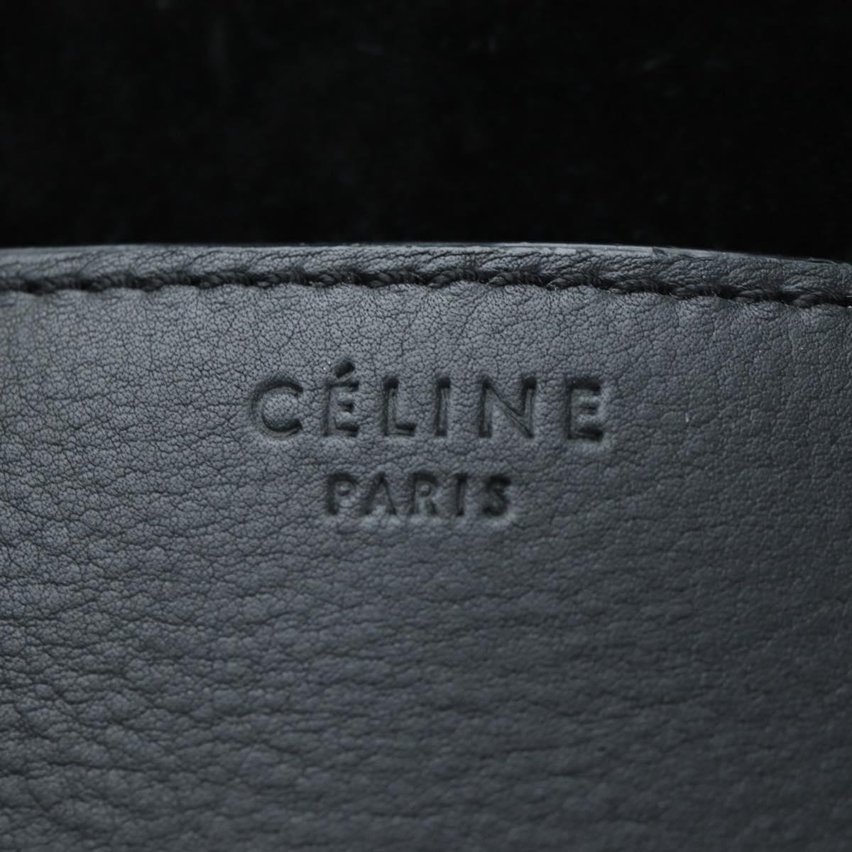 CELINE Luggage Phantom Hand Bag Leather Black Gold Auth fm5451M
