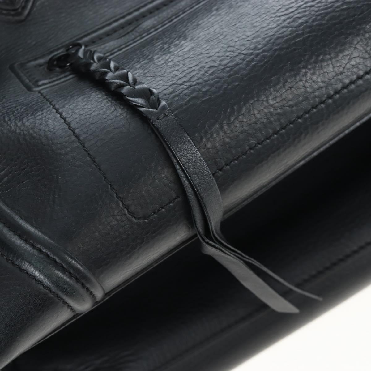 CELINE Luggage Phantom Hand Bag Leather Black Gold Auth fm5451M