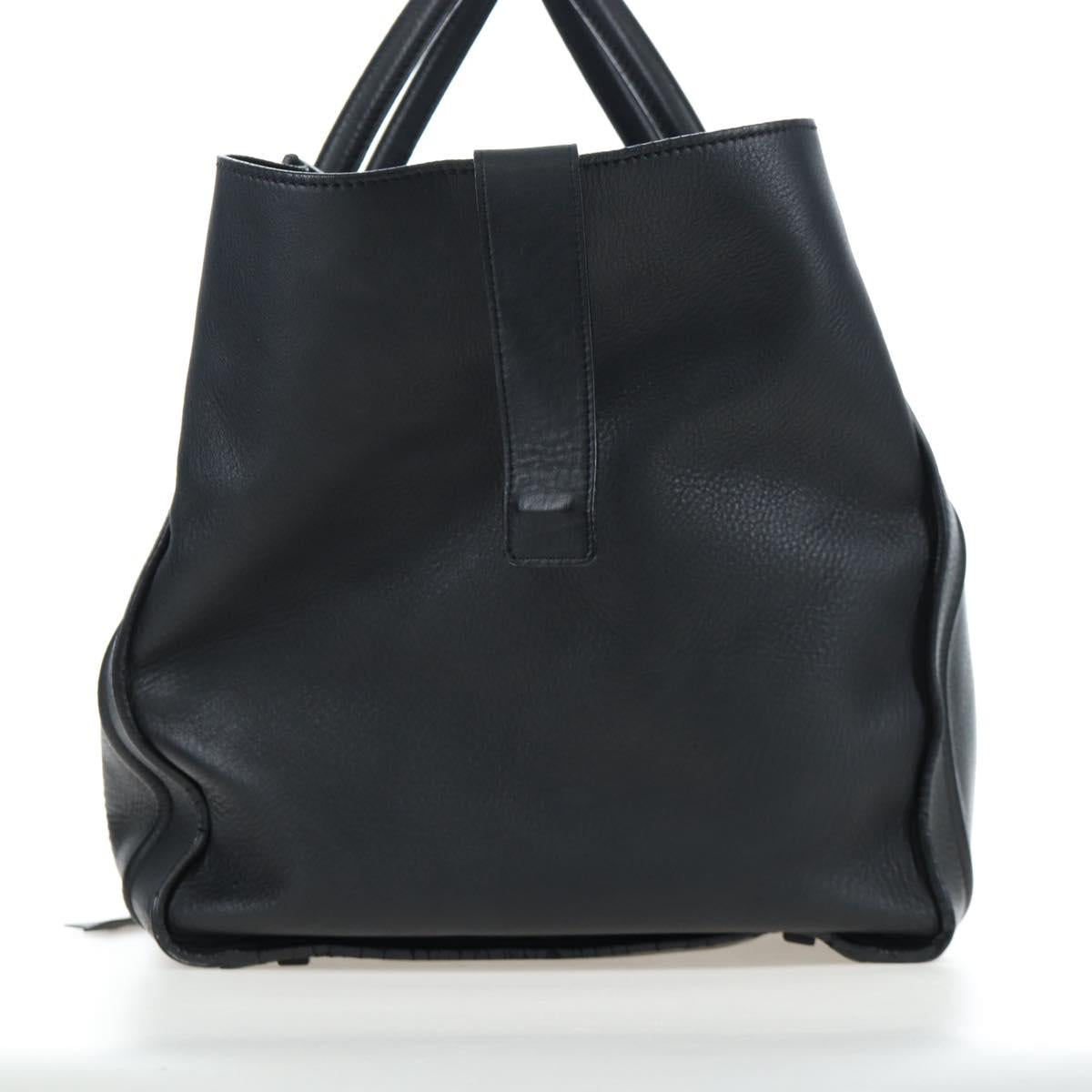 CELINE Luggage Phantom Hand Bag Leather Black Gold Auth fm5451M