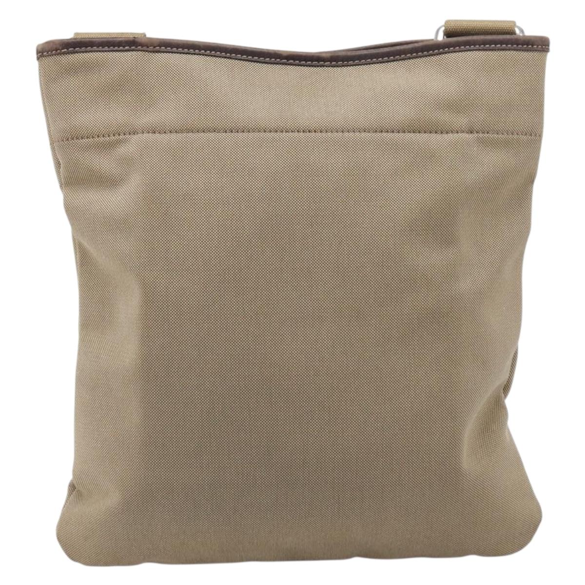 PRADA Jacquard Shoulder Bag Canvas Silver Beige Auth fm5453