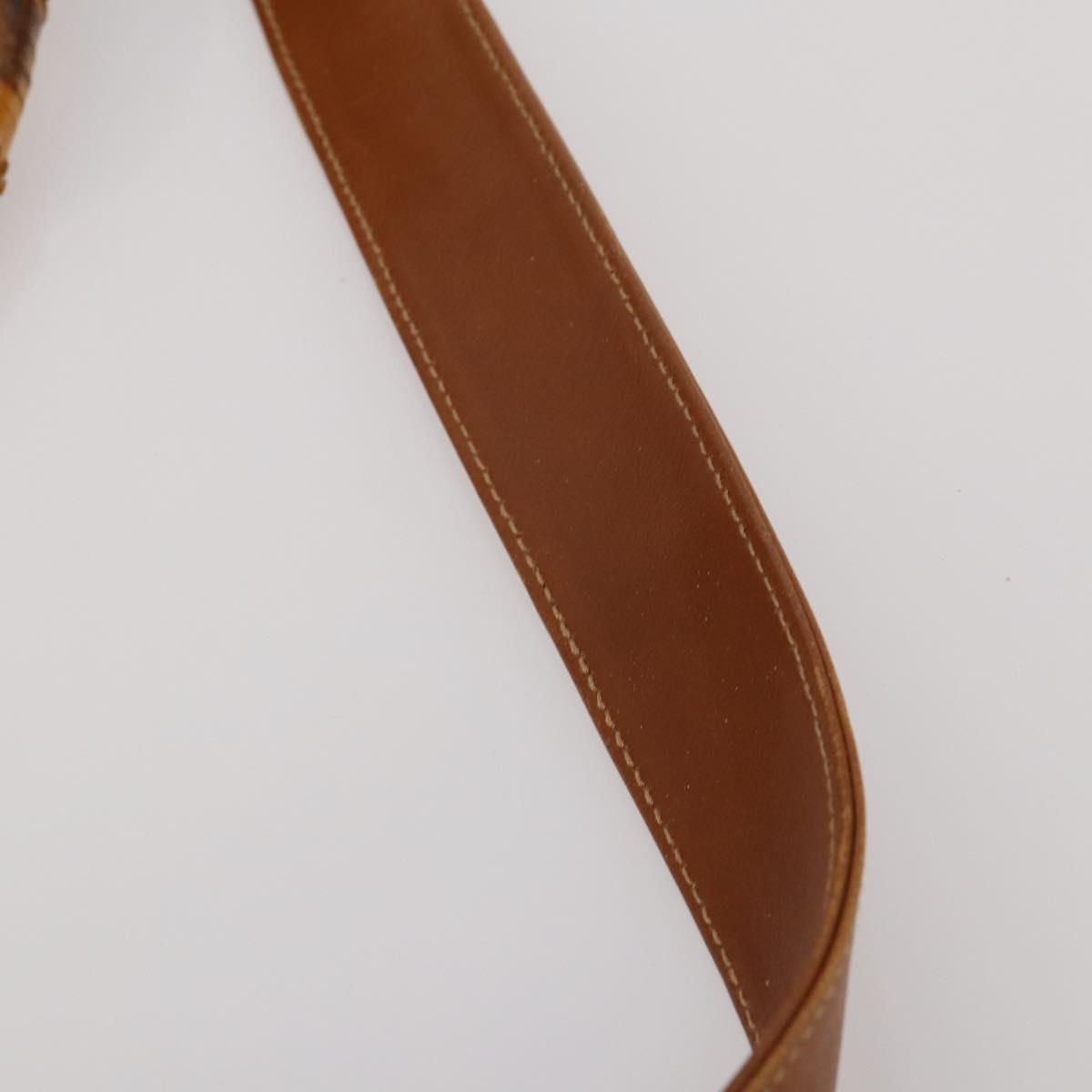 GUCCI Bamboo Shoulder Bag Leather 2way Brown Gold 001 1577 2615 Auth fm5455