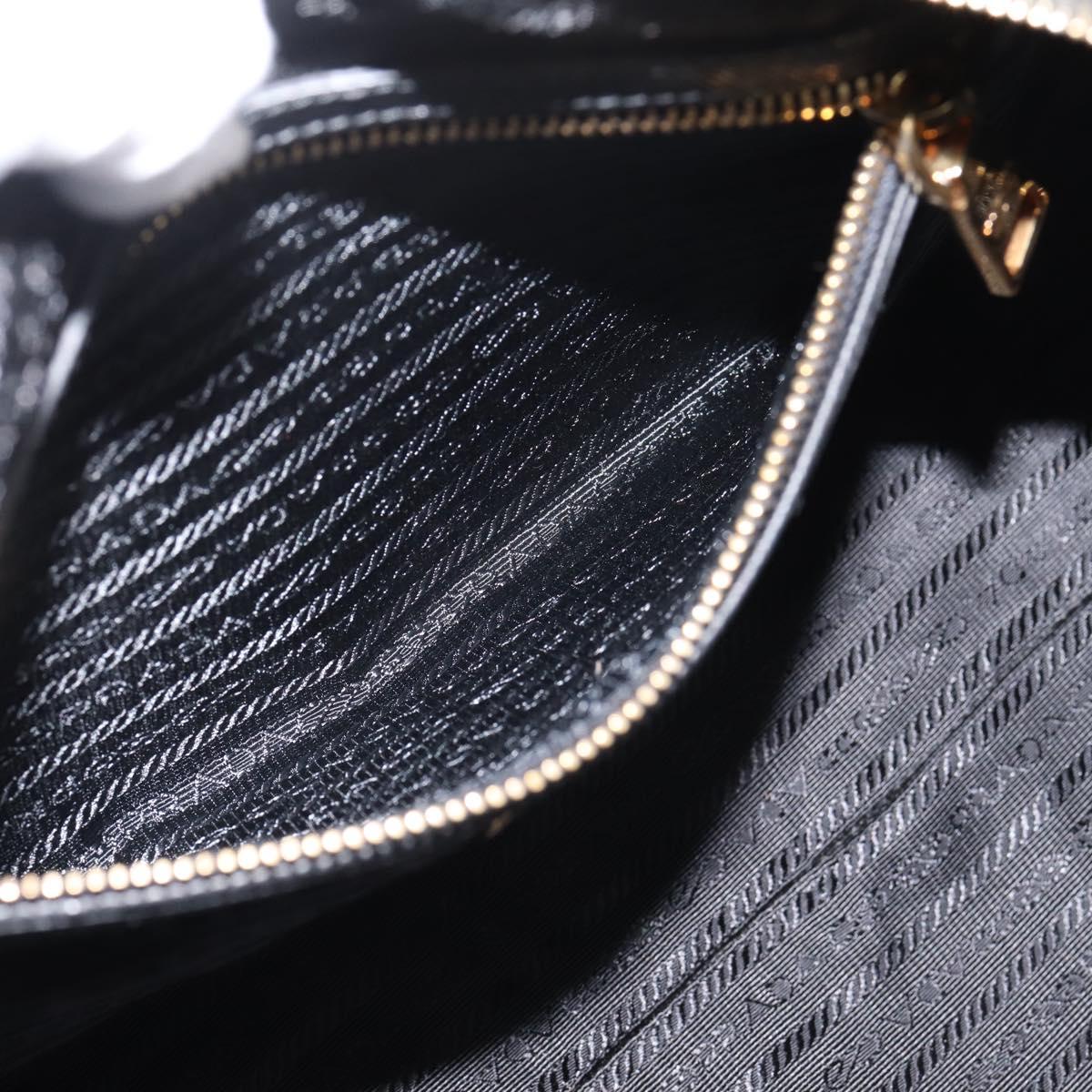 PRADA Mini Boston Bag Saffiano leather 2way Black Gold Auth fm5456V