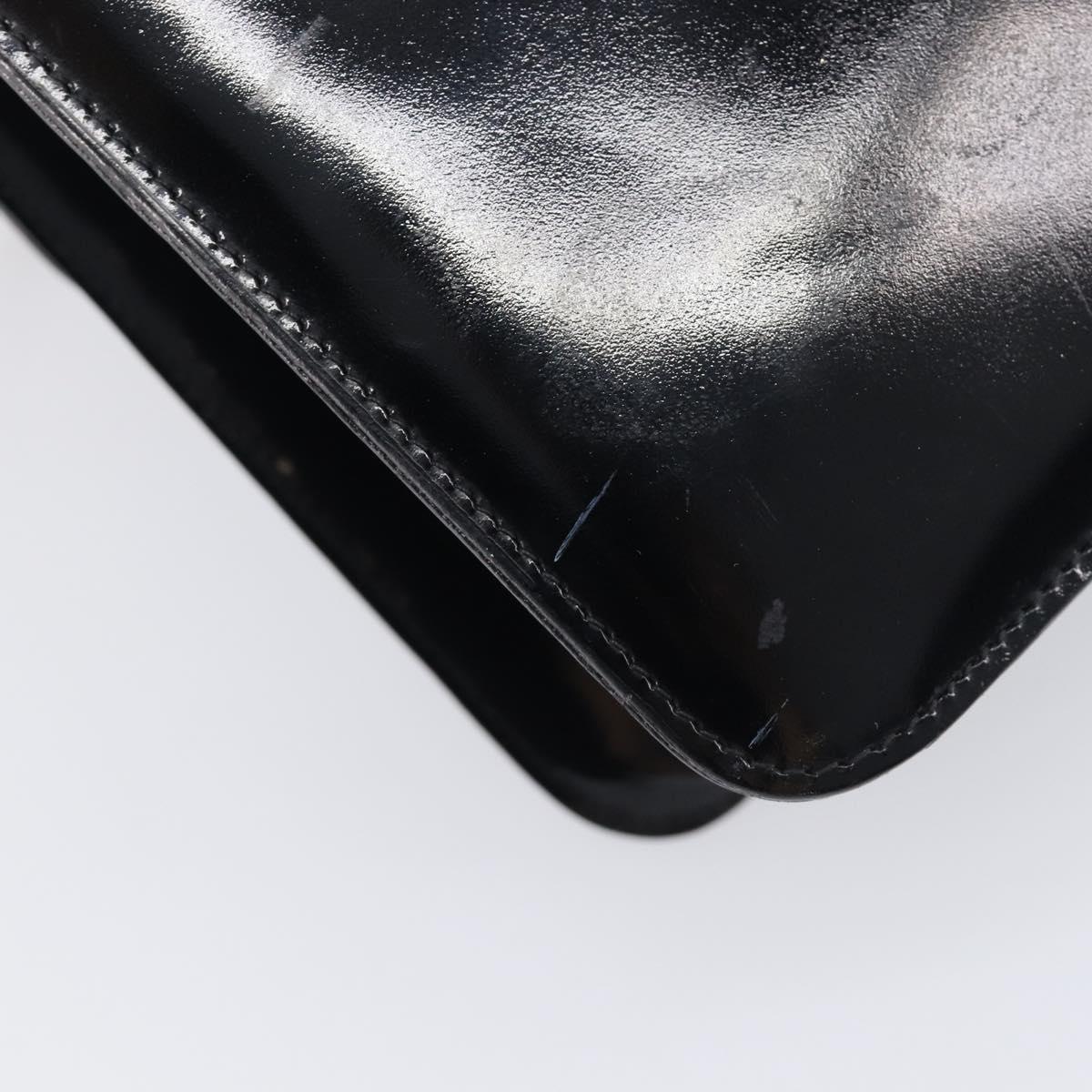 CHANEL Chain Shoulder Bag Patent leather Black Gold CC Auth fm5458