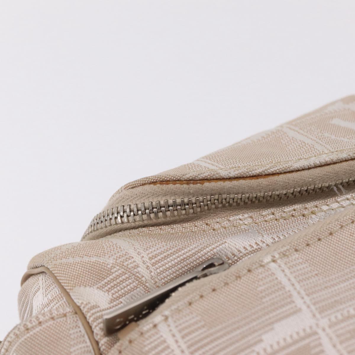 CHANEL New Travel Line Shoulder Bag Canvas Beige Silver CC Auth fm5465A