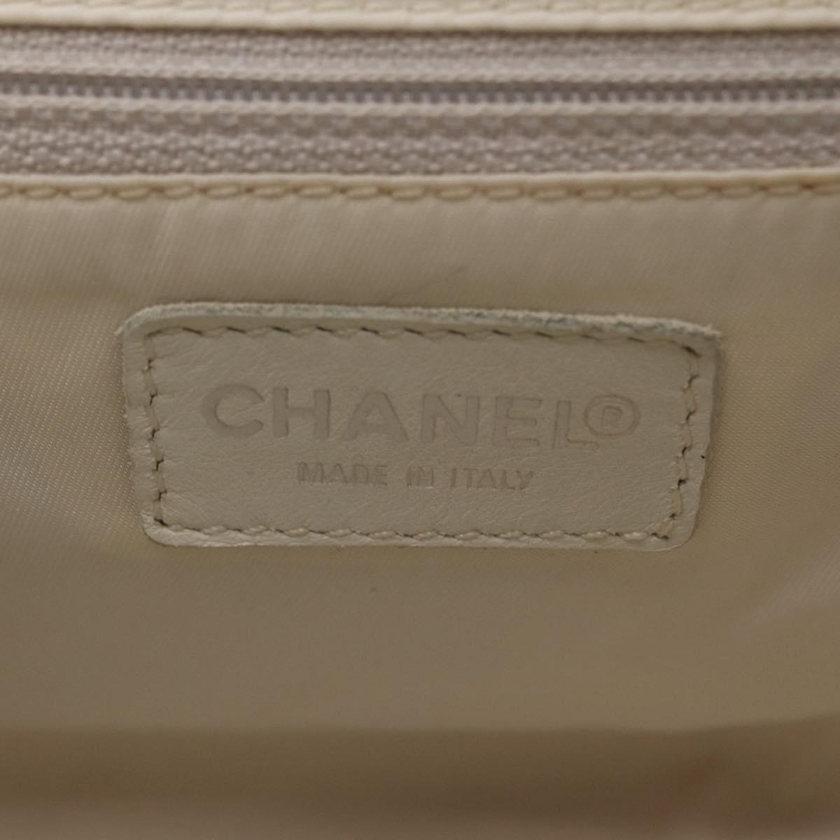 CHANEL New Travel Line Shoulder Bag Canvas Beige Silver CC Auth fm5465A