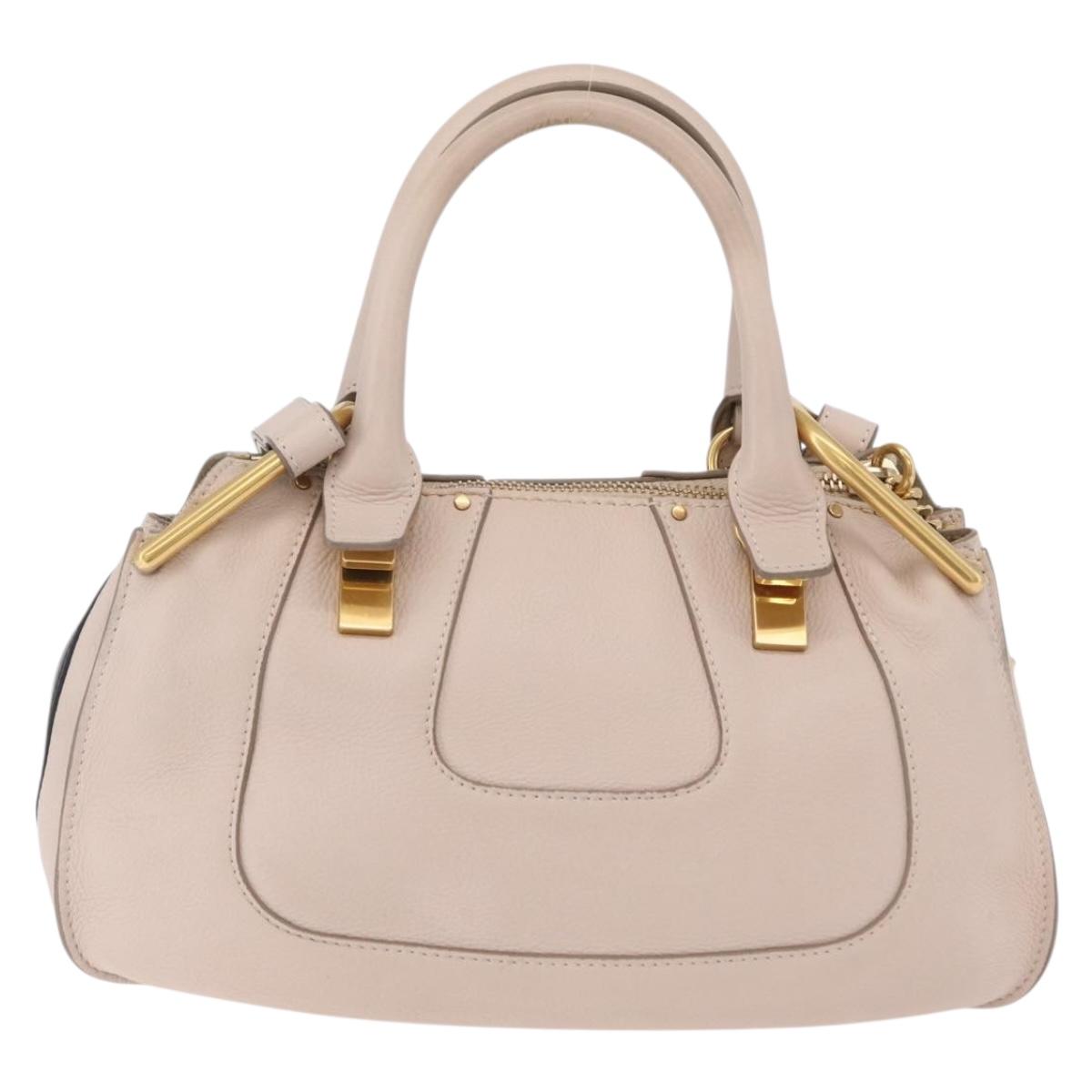 Chloe Hailey Hand Bag Leather 2way Beige Gold 02165665 Auth fm5471A